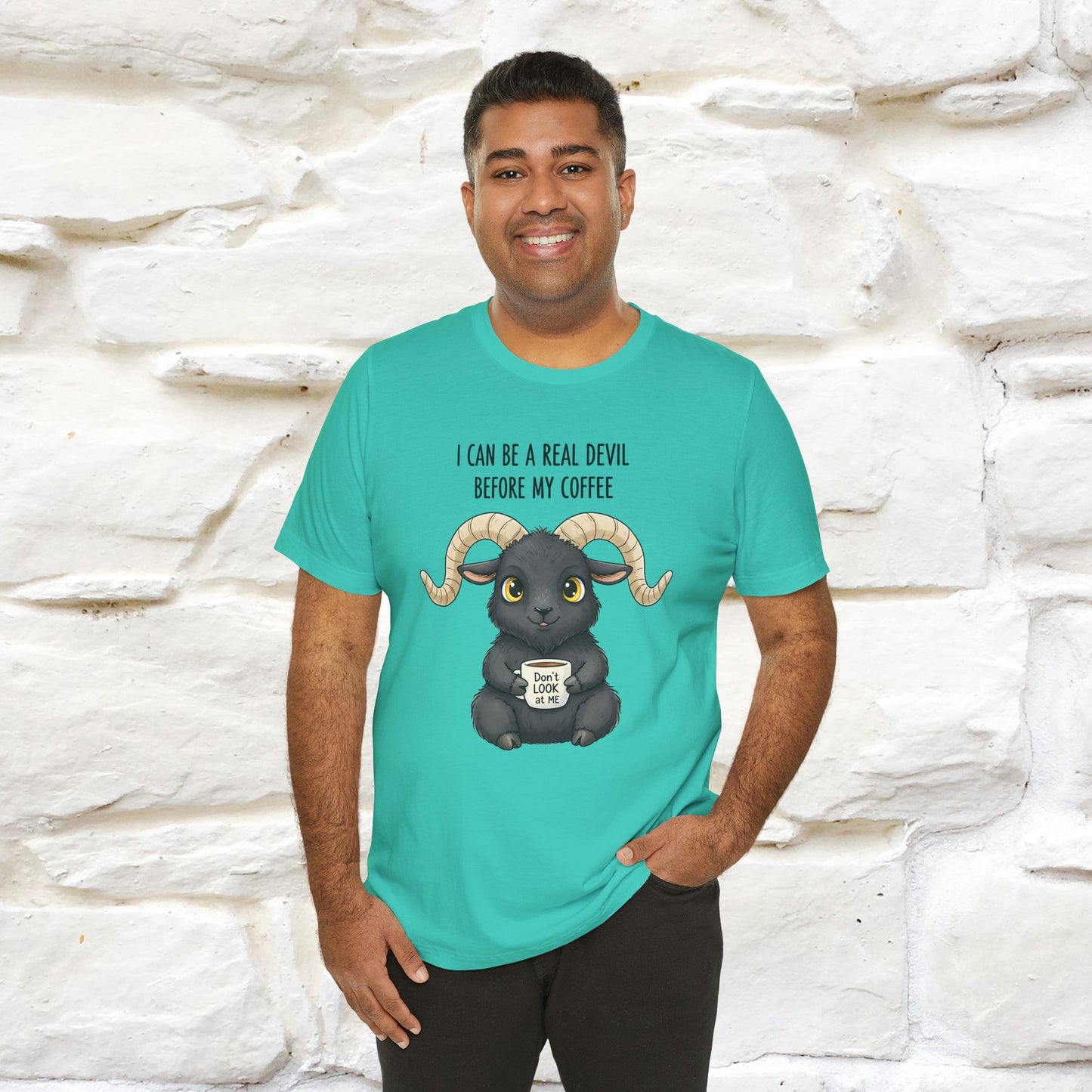 "I Can Be a Real Devil Before My Coffe" Funny T-shirt |Nunu&Miao Studio - Nunu&Miao Studio