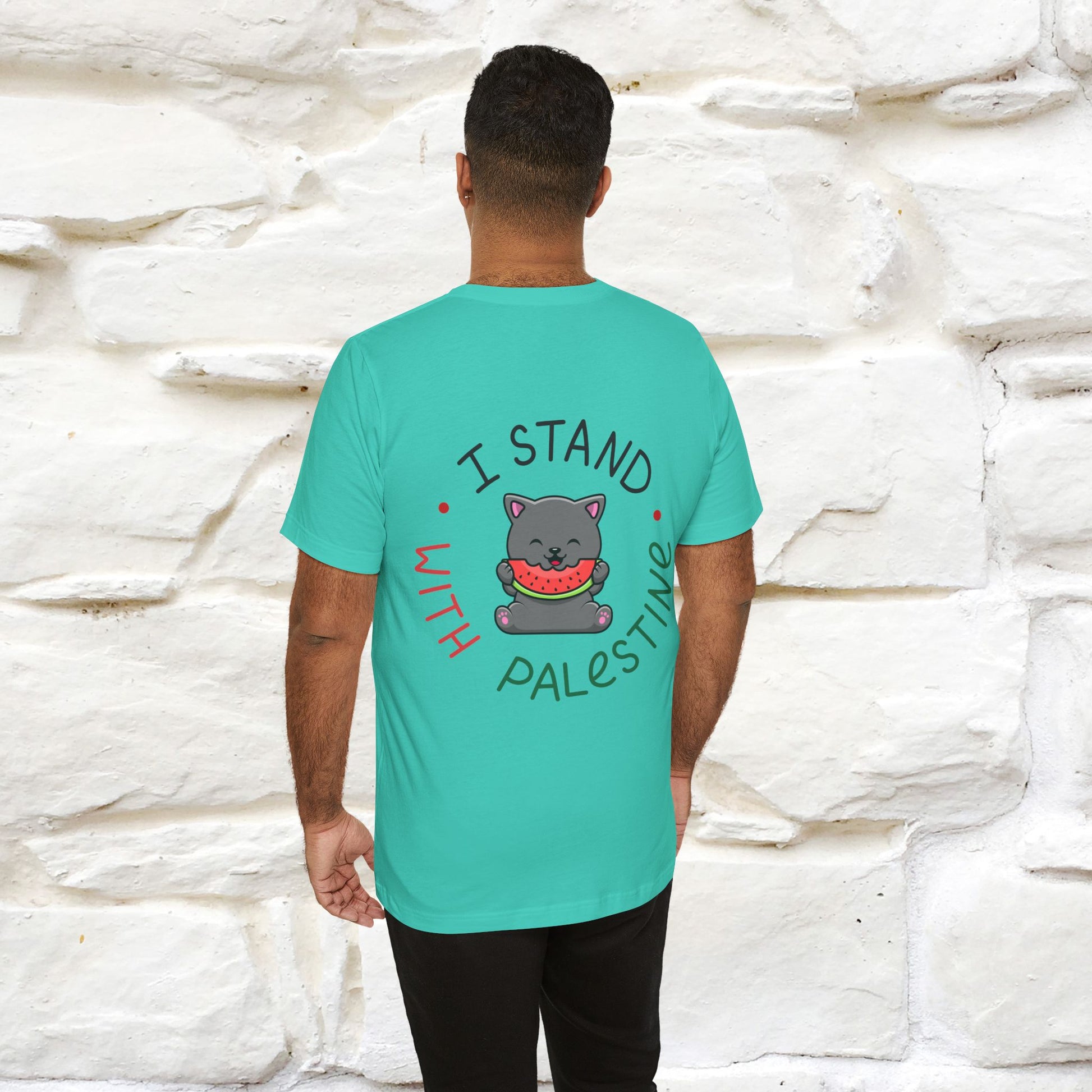 "I Stand With Palestine" Cat T-shirt | Front & Back Design |Nunu&Miao Studio - Nunu&Miao Studio