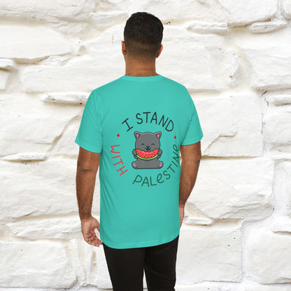 "I Stand With Palestine" Cat T-shirt | Front & Back Design |Nunu&Miao Studio - Nunu&Miao Studio