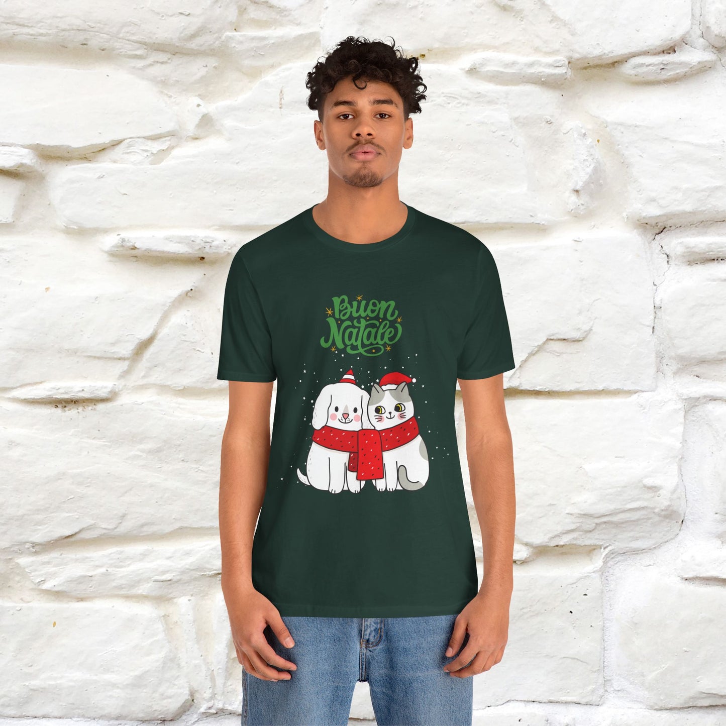 ''Buon Natale Cat and Dog'' Christmas T-shirt  | Nunu&Miao Studio - Nunu&Miao Studio
