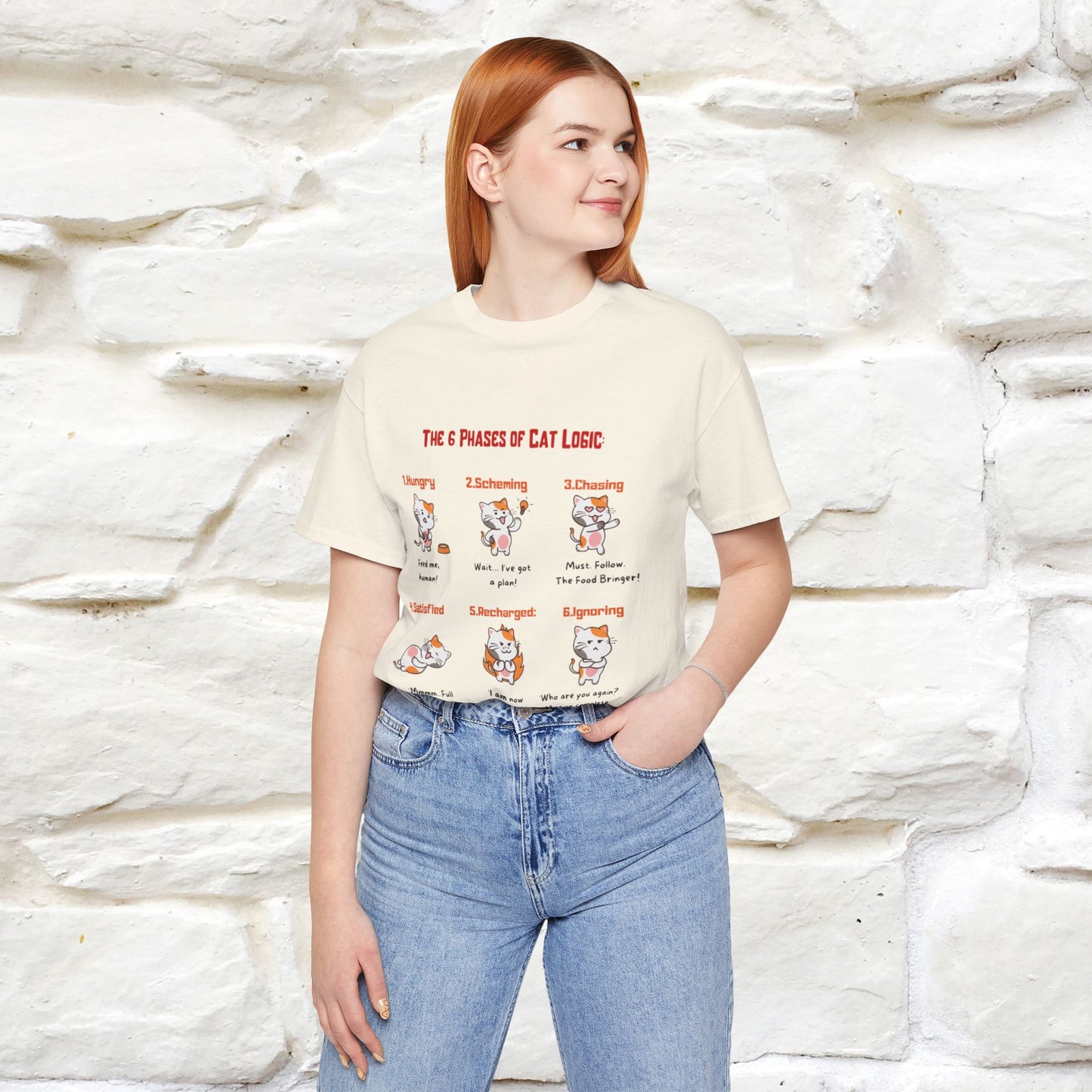 "The 6 Phases of Cat Logic" Hilarious Cat T-Shirt  | Nunu&Miao Studio - Nunu&Miao Studio