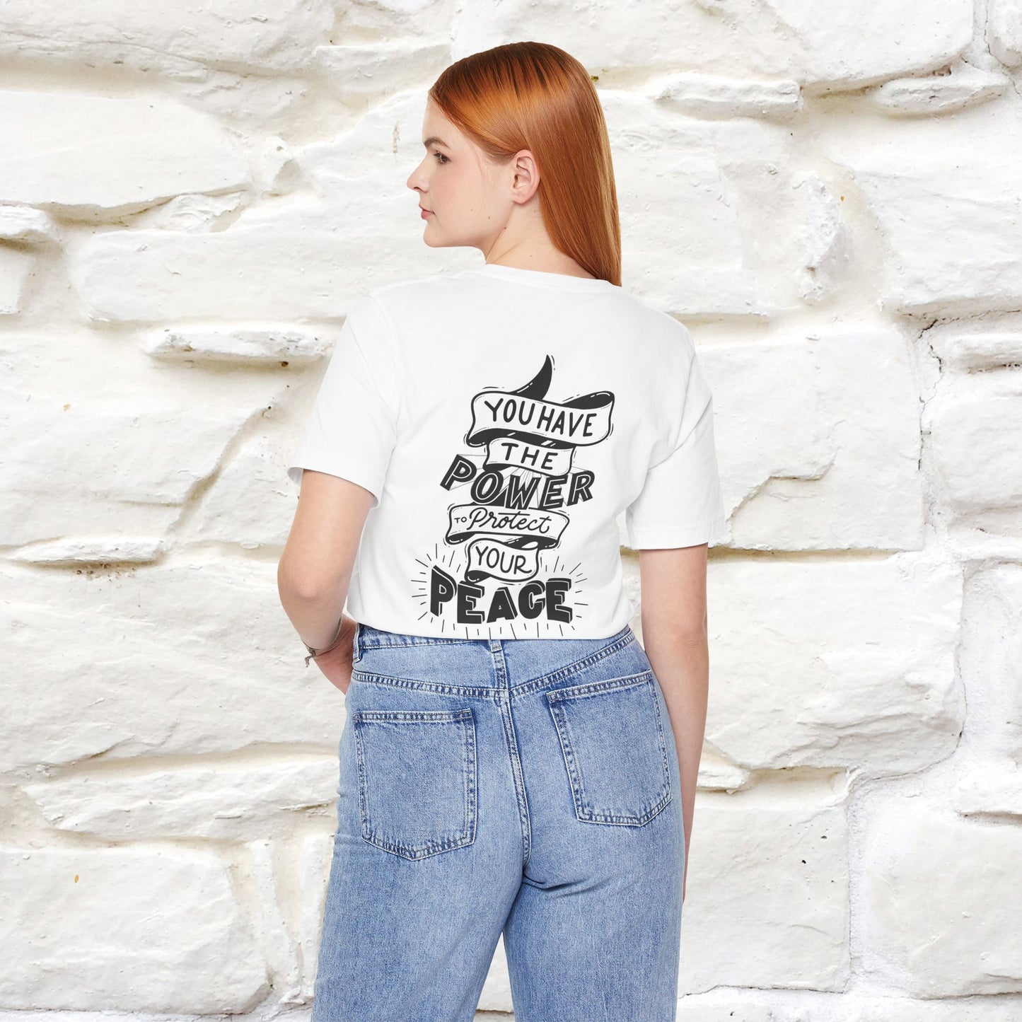 "You Have the Power to Protect Your Peace" Cat T-Shirt| Front & Back Design | Nunu&Miao Studio - Nunu&Miao Studio