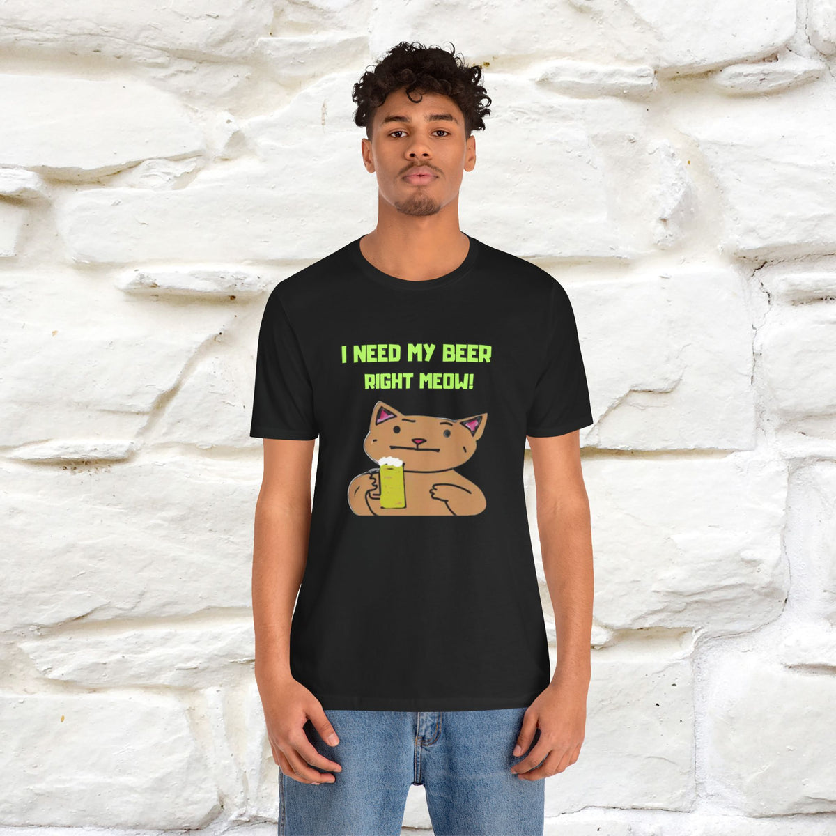 "I Need My Beer Right Meow!" Cat  T-shirt |Nunu&Miao Studio