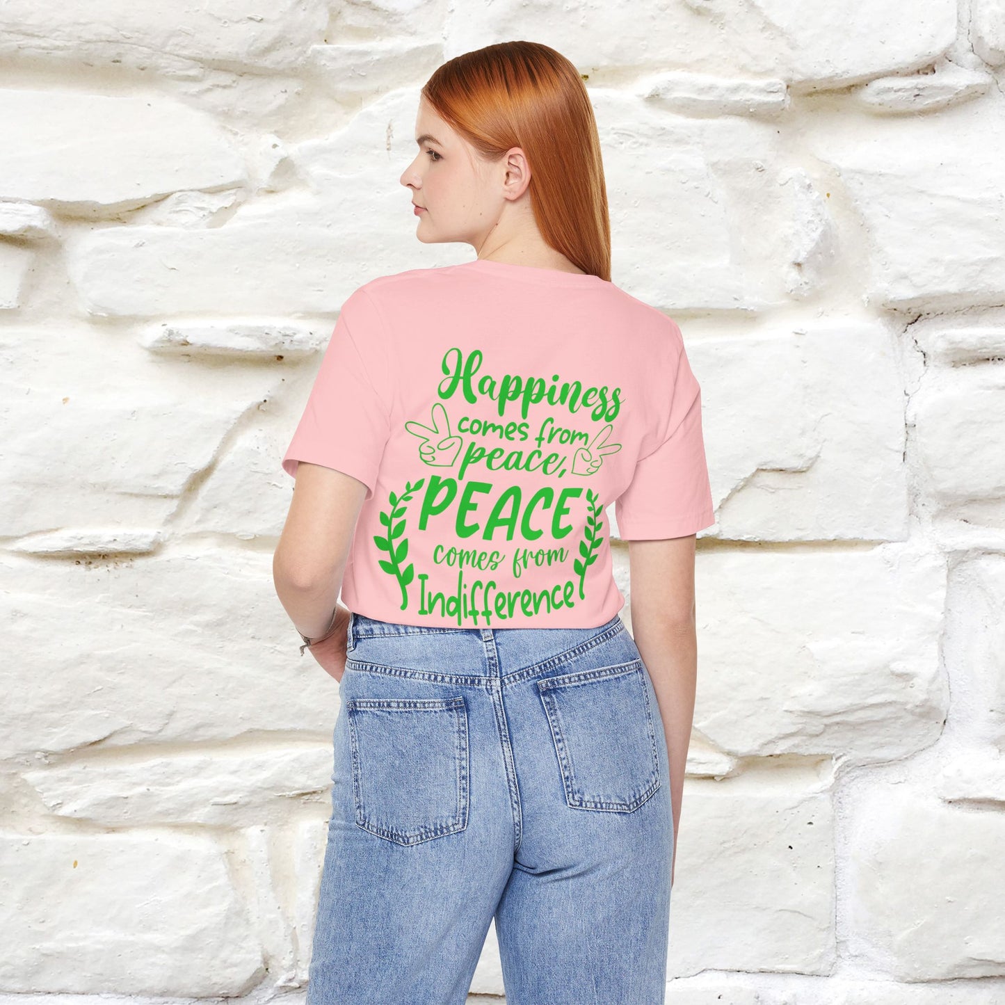 "Happiness Comes From Peace, Peace Comes From Indifference" Cat T-Shirt| Front & Back Design | Nunu&Miao Studio - Nunu&Miao Studio