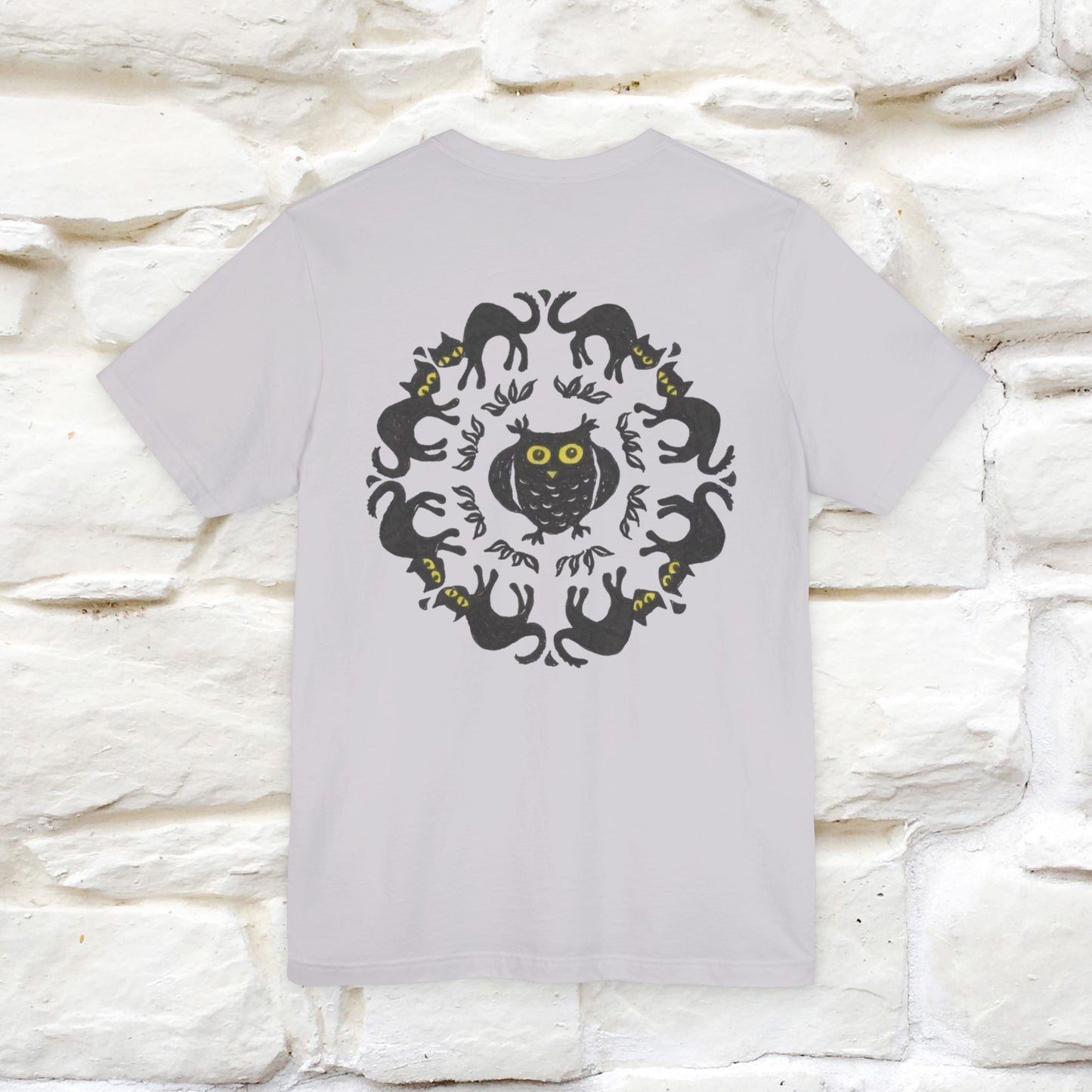 ''Black Cat Circle'' Cat T-Shirt Front and Back Design | Nunu&Miao Studio - Nunu&Miao Studio