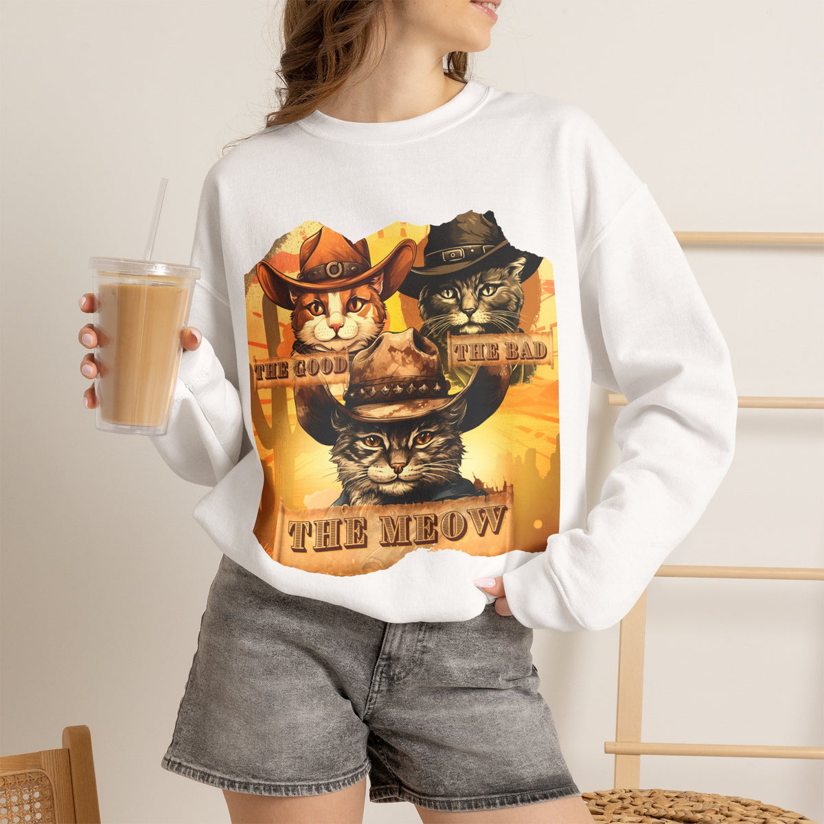 ''The Good, the Bad, and the Meow'' |Cat Sweatshirt | Nunu&Miao Studio