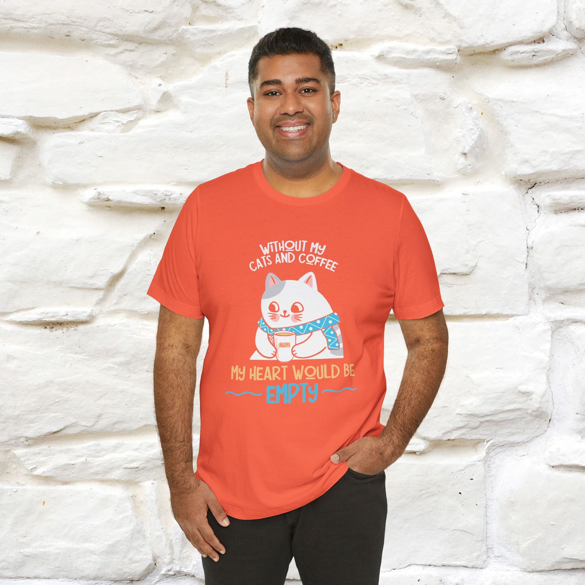 "Without My Cats and Coffee, My Heart Would Be Empty" Cat T-shirt | Nunu&Miao Studio - Nunu&Miao Studio