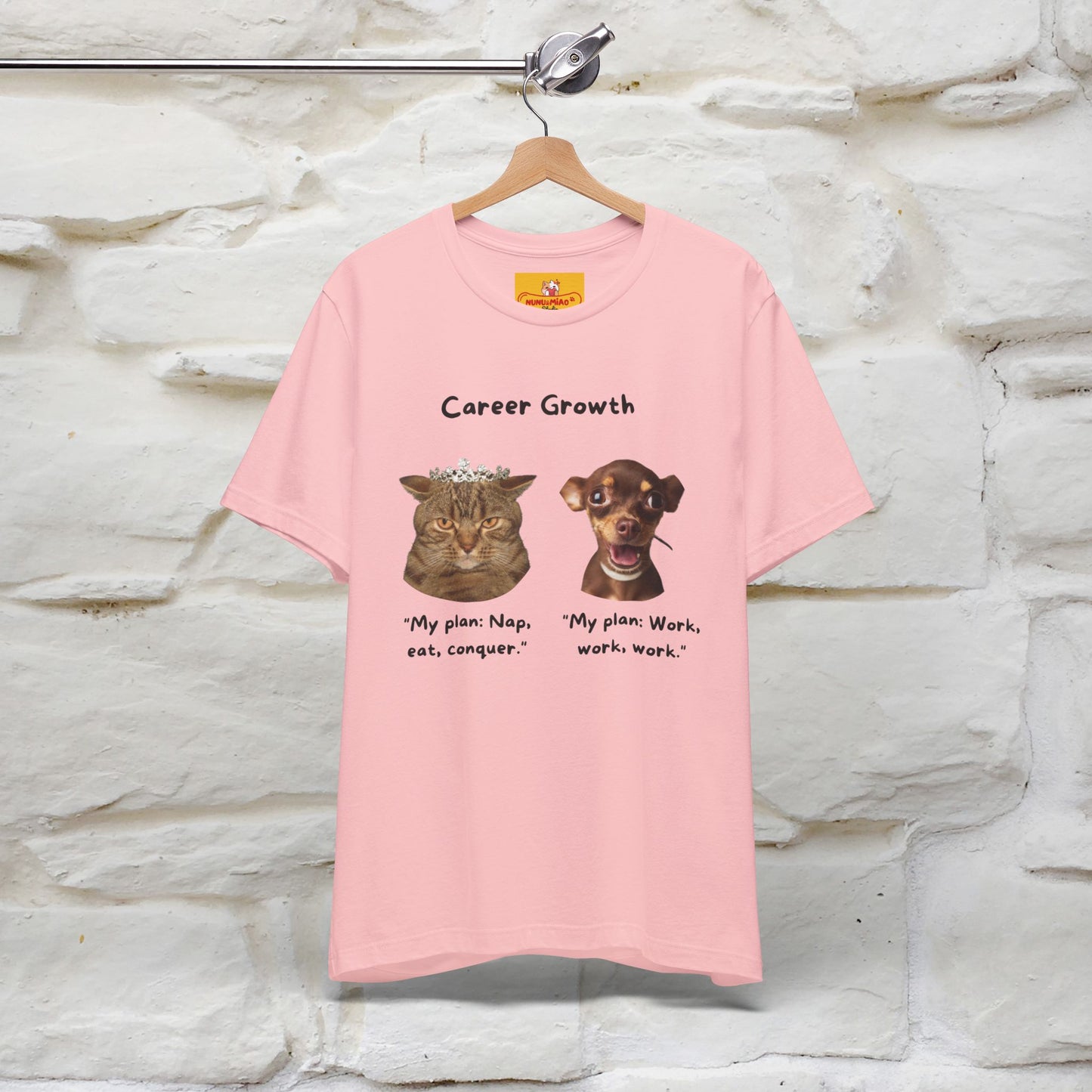 "Career Growth: Cat vs. Dog" | Cat T-Shirt | Nunu&Miao Studio - Nunu&Miao Studio