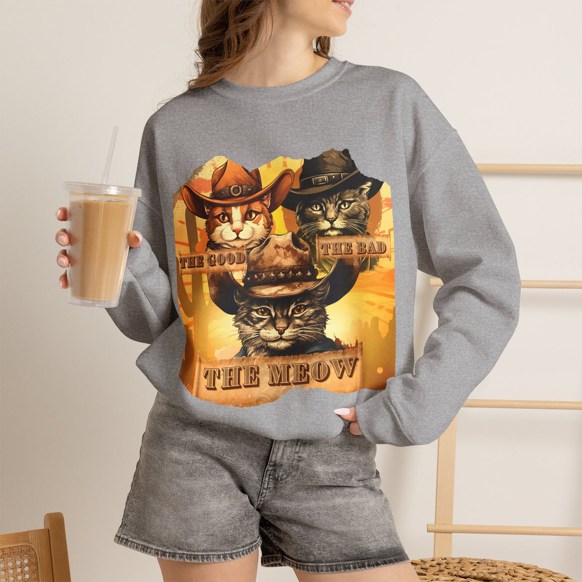 ''The Good, the Bad, and the Meow'' |Cat Sweatshirt | Nunu&Miao Studio