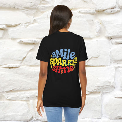 "Smile, Sparkle, Shine" Cat T-Shirt | Front & Back Design | Nunu&Miao Studio - Nunu&Miao Studio