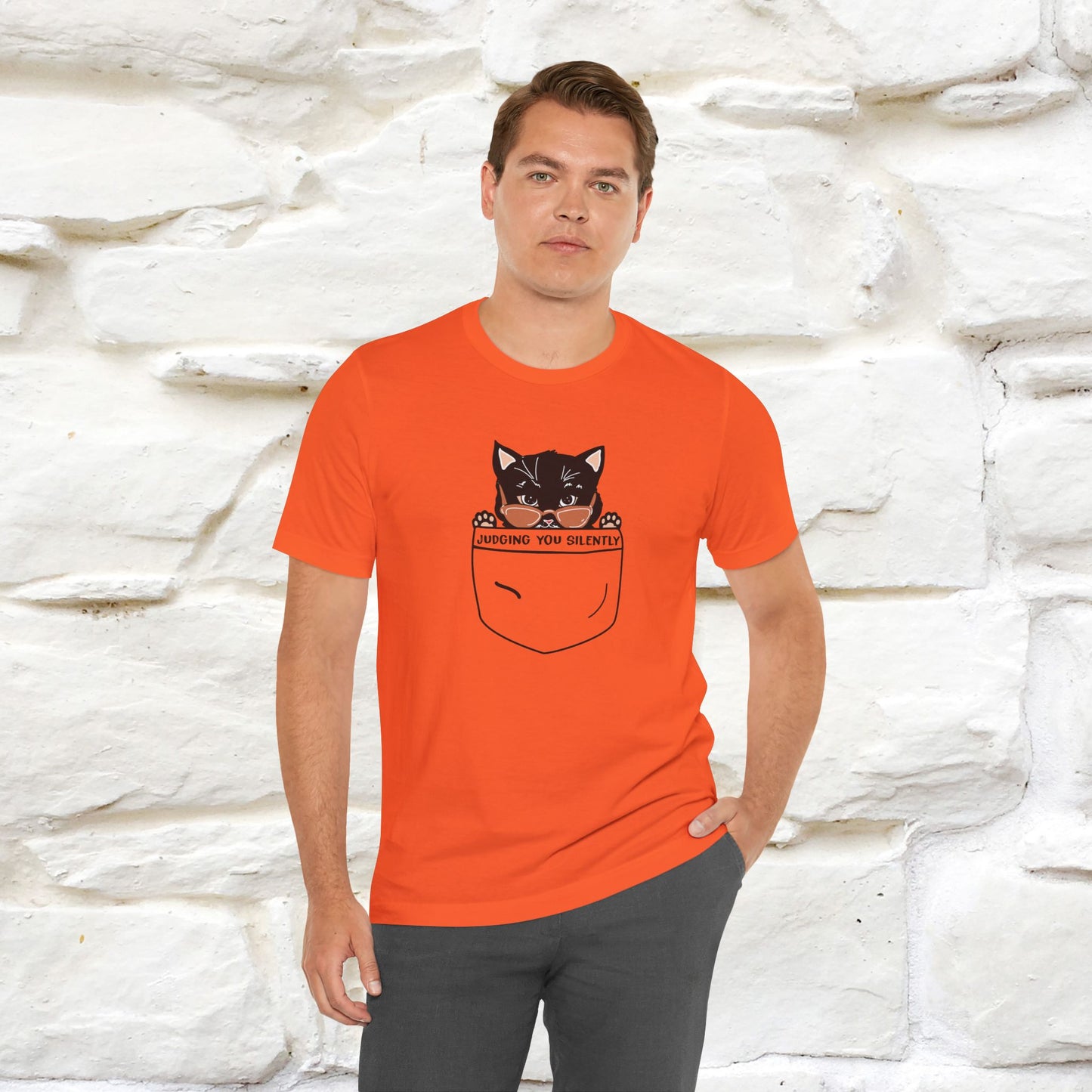 ''Judging You Silently'' | Cat T-Shirt for Men | Nunu&Miao Studio - Nunu&Miao Studio