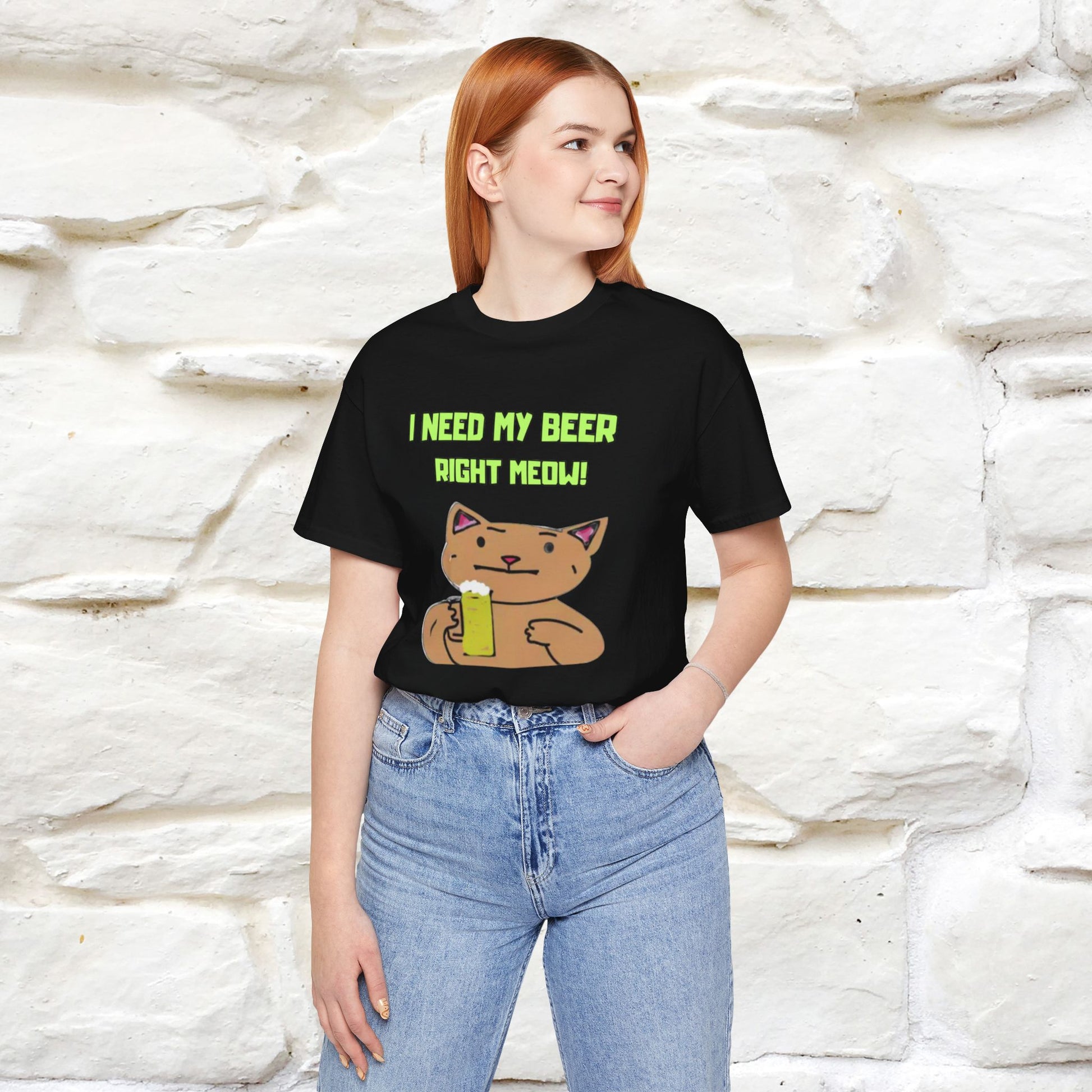 "I Need My Beer Right Meow!" Cat  T-shirt |Nunu&Miao Studio - Nunu&Miao Studio