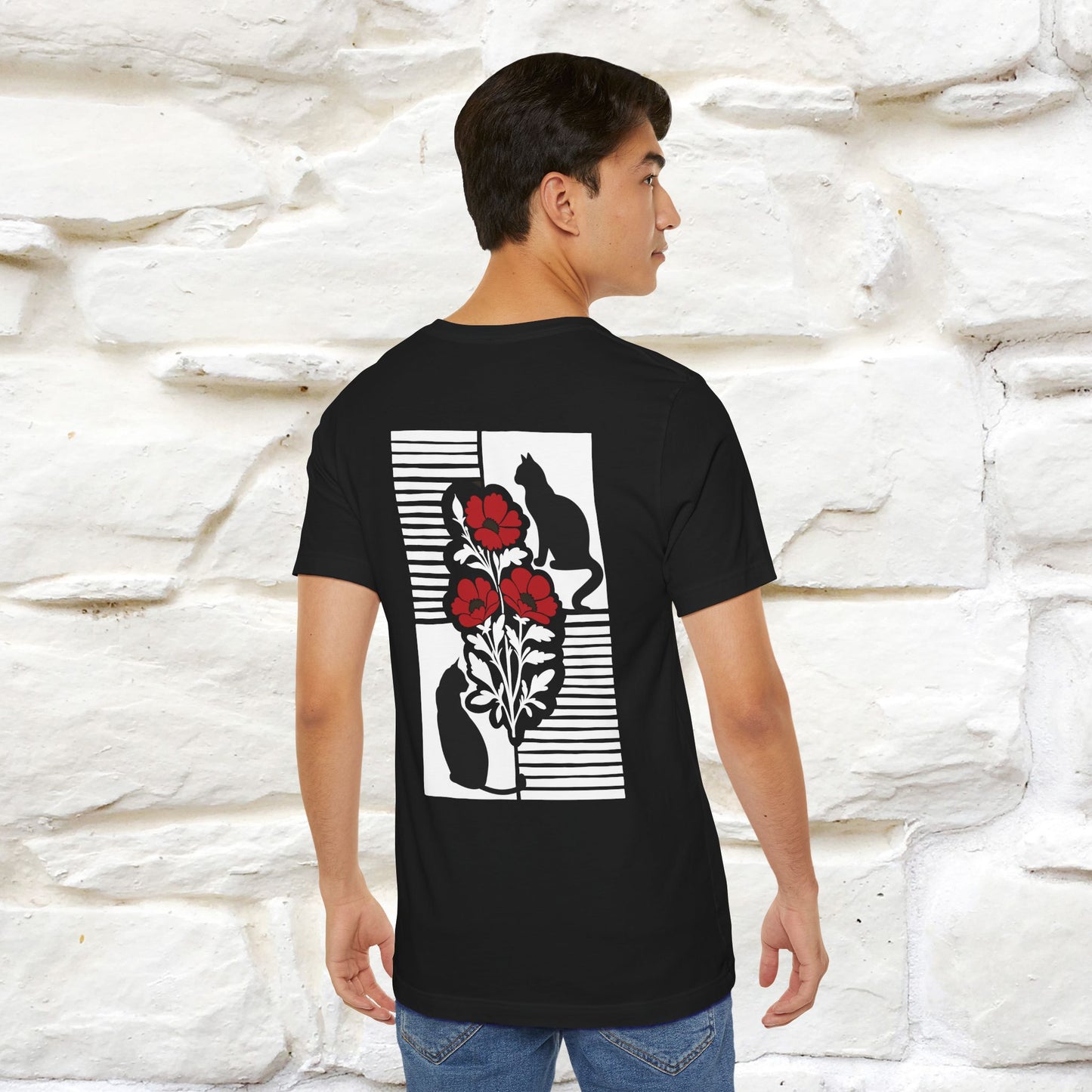 ''Modern Shapes'' Cat T-Shirt Front and Back Design | Nunu&Miao Studio - Nunu&Miao Studio