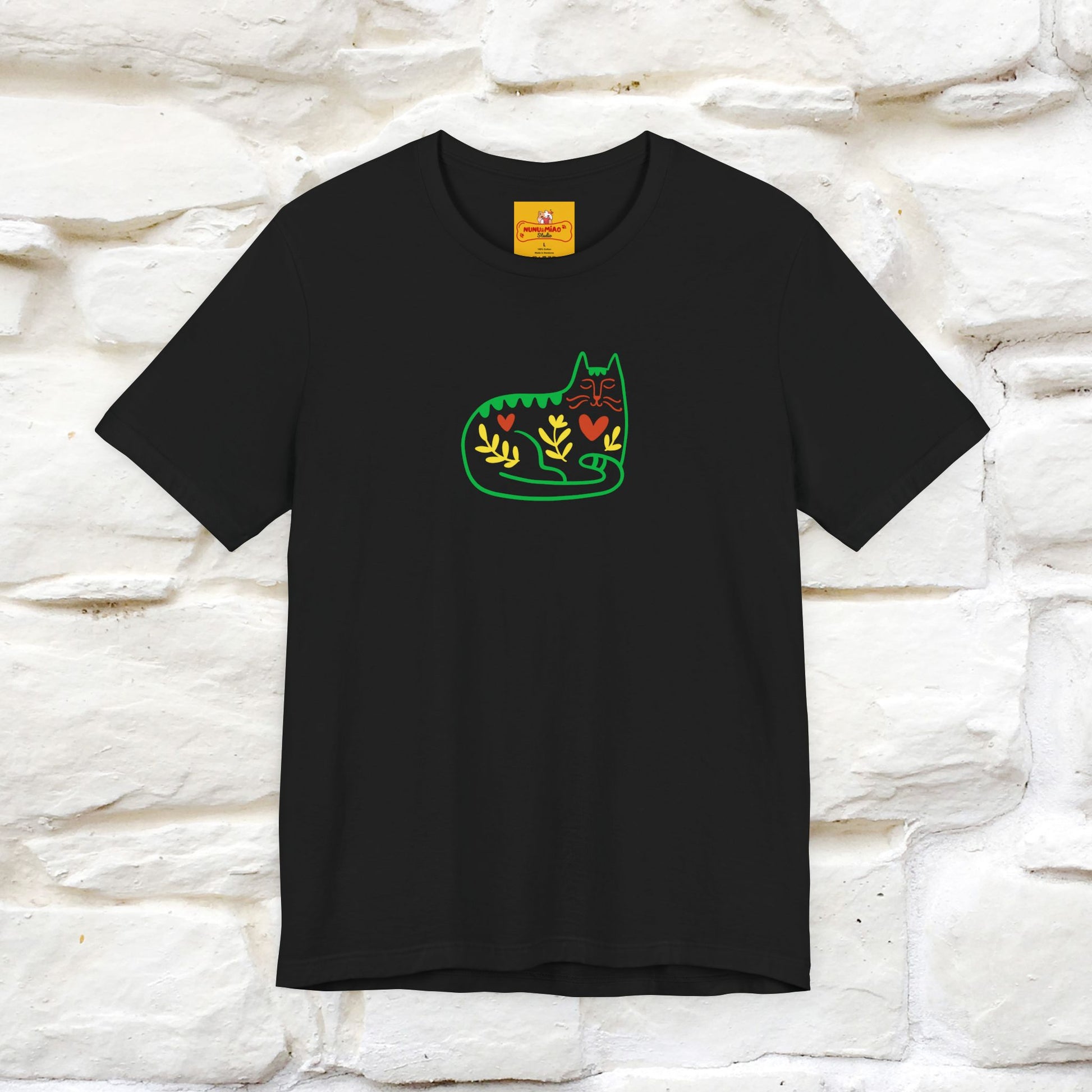 ''Floral Abstract'' Cat T-Shirt Front and Back Design | Nunu&Miao Studio - Nunu&Miao Studio