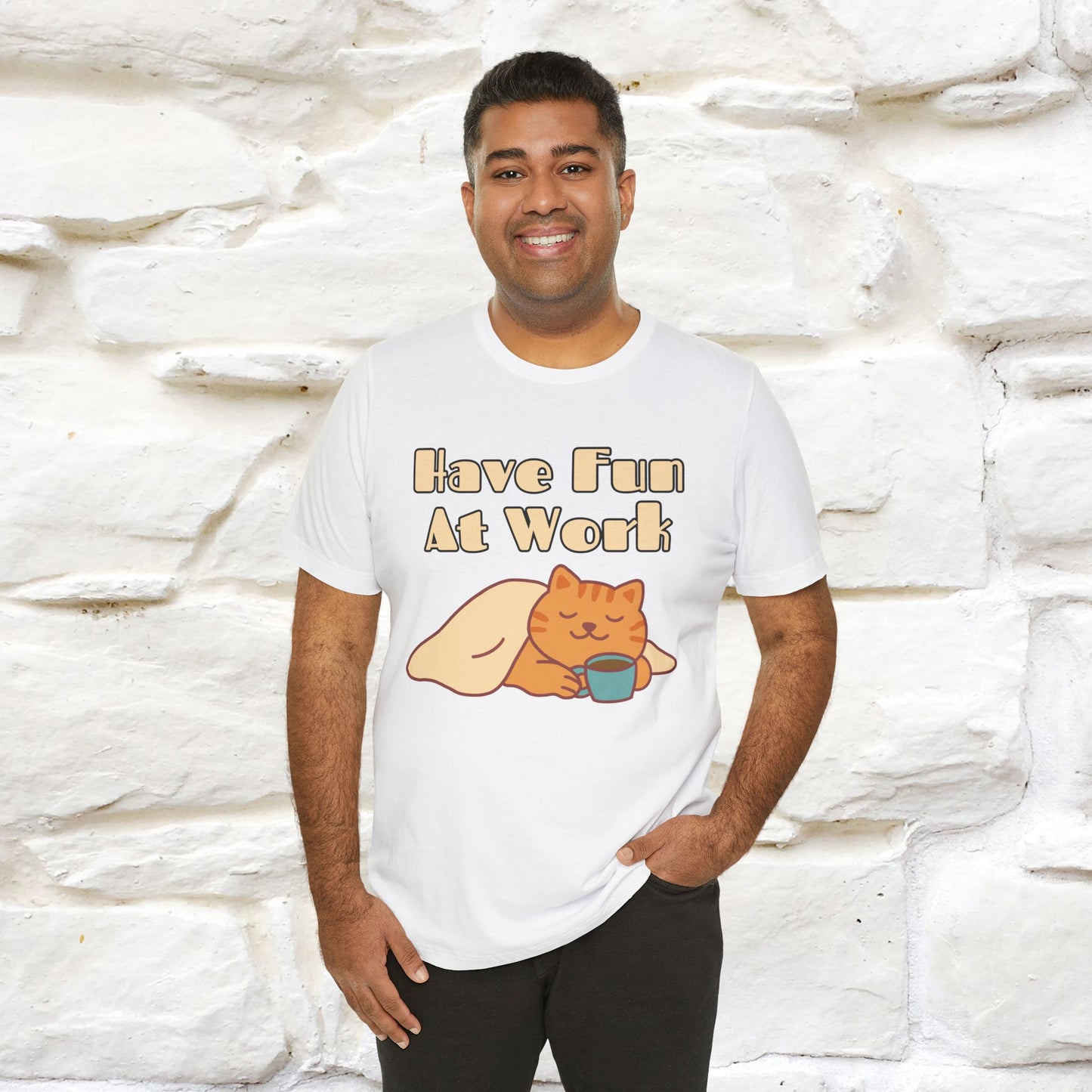 "Have Fun At Work" Cat T-shirt |Nunu&Miao Studio - Nunu&Miao Studio
