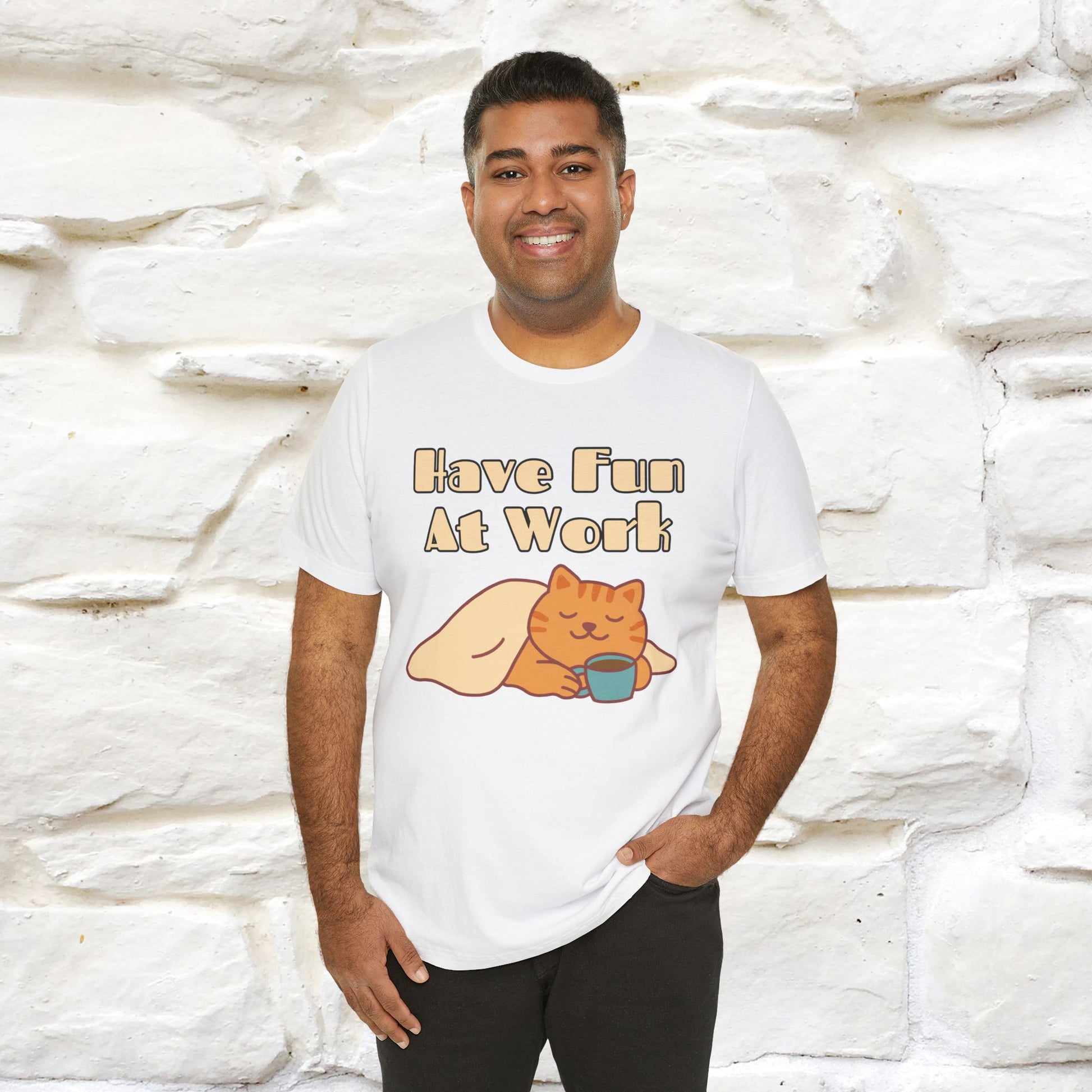 "Have Fun At Work" Cat T-shirt |Nunu&Miao Studio - Nunu&Miao Studio