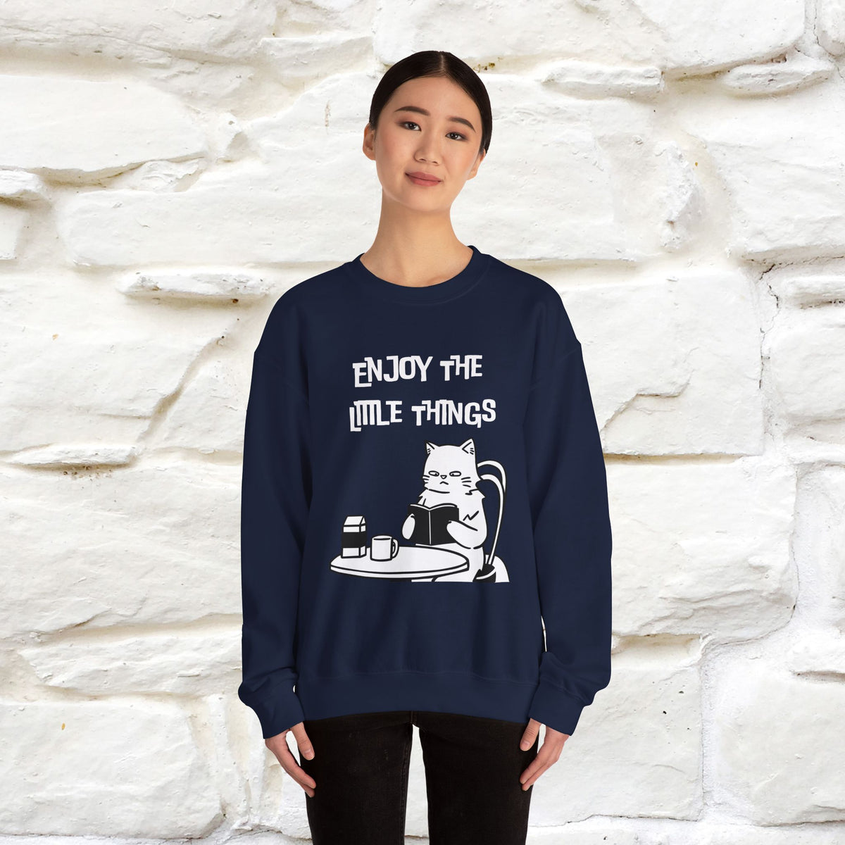 ''Enjoy the Little Things'' | Cute Cat Sweatshirt | Nunu&Miao Studio