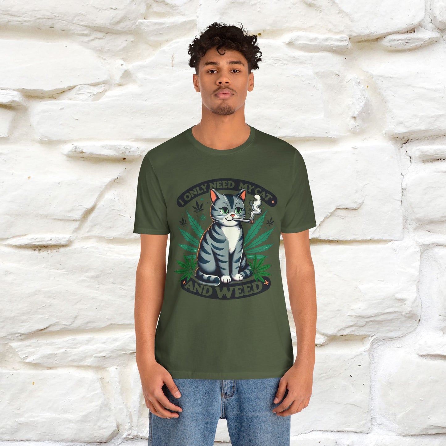 ''I Only Need My Cat and Weed'' Funny T-Shirt | Nunu&Miao Studio - Nunu&Miao Studio
