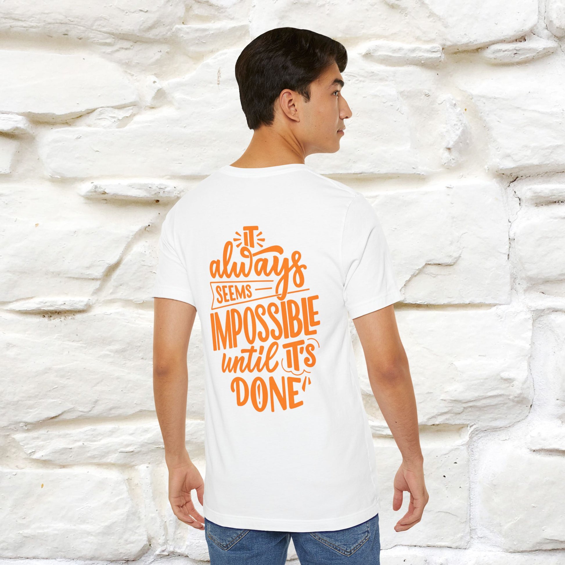 "It Always Seems Impossible Until It’s Done" Cat T-Shirt| Front & Back Design | Nunu&Miao Studio - Nunu&Miao Studio