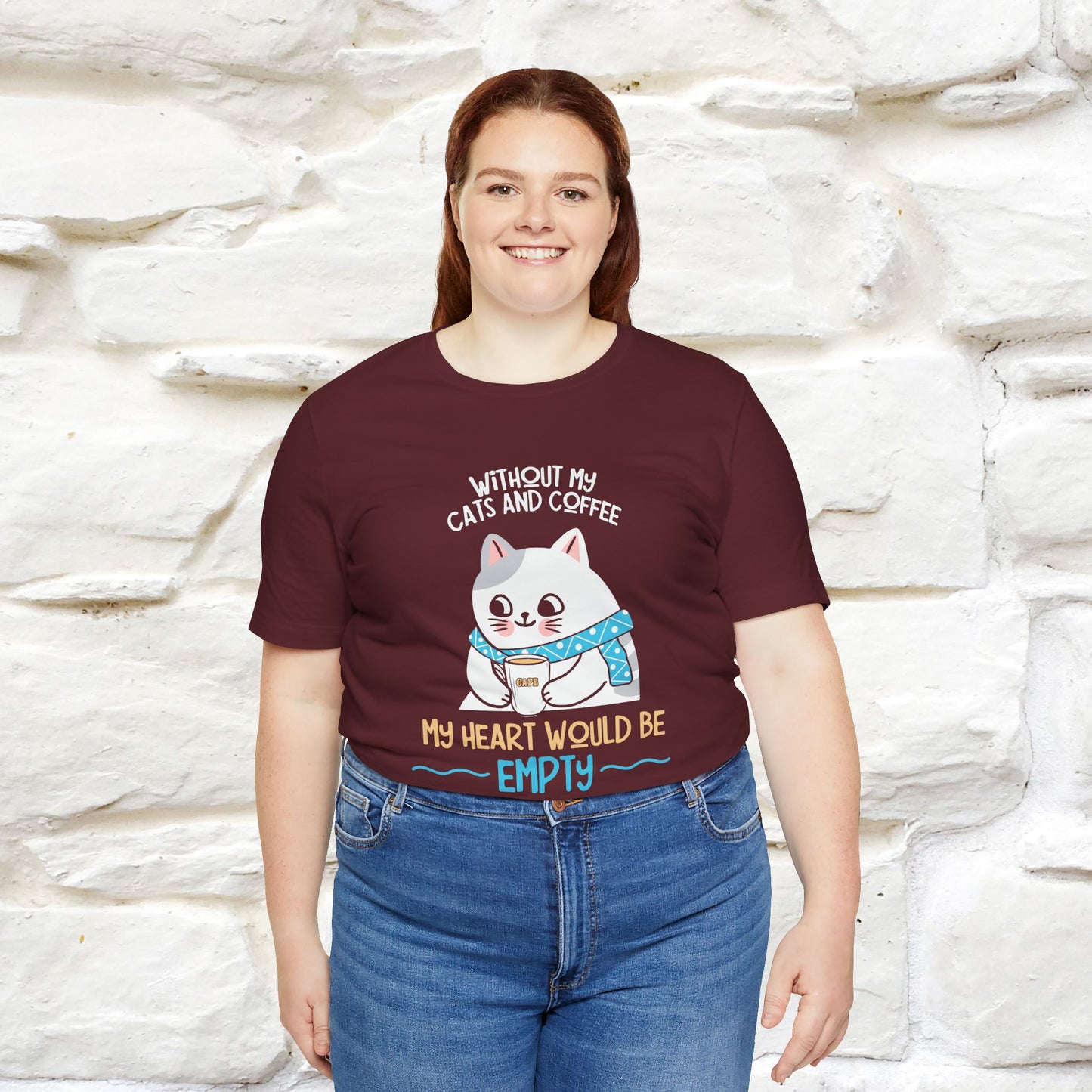 "Without My Cats and Coffee, My Heart Would Be Empty" Cat T-shirt | Nunu&Miao Studio - Nunu&Miao Studio