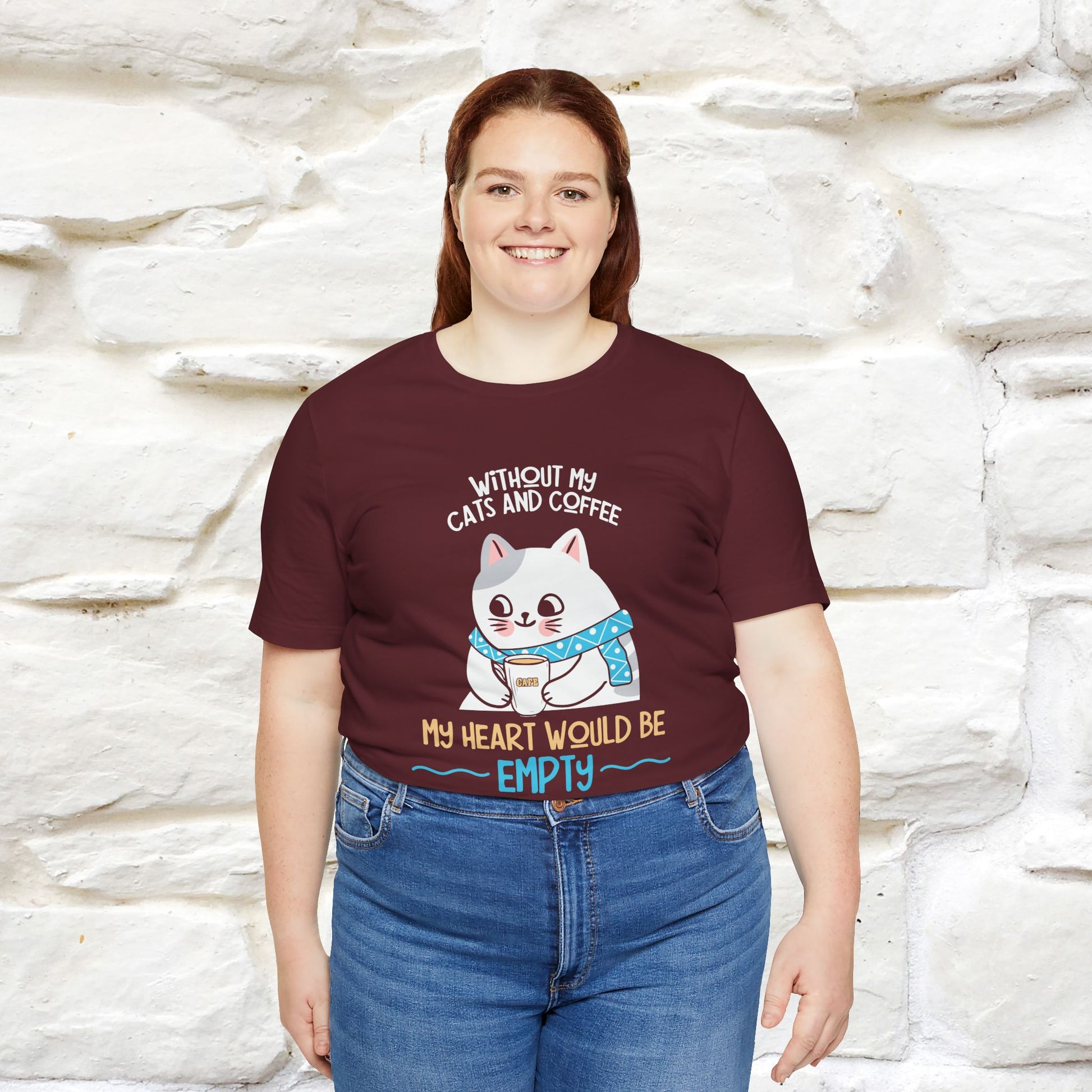 "Without My Cats and Coffee, My Heart Would Be Empty" Cat T-shirt | Nunu&Miao Studio - Nunu&Miao Studio