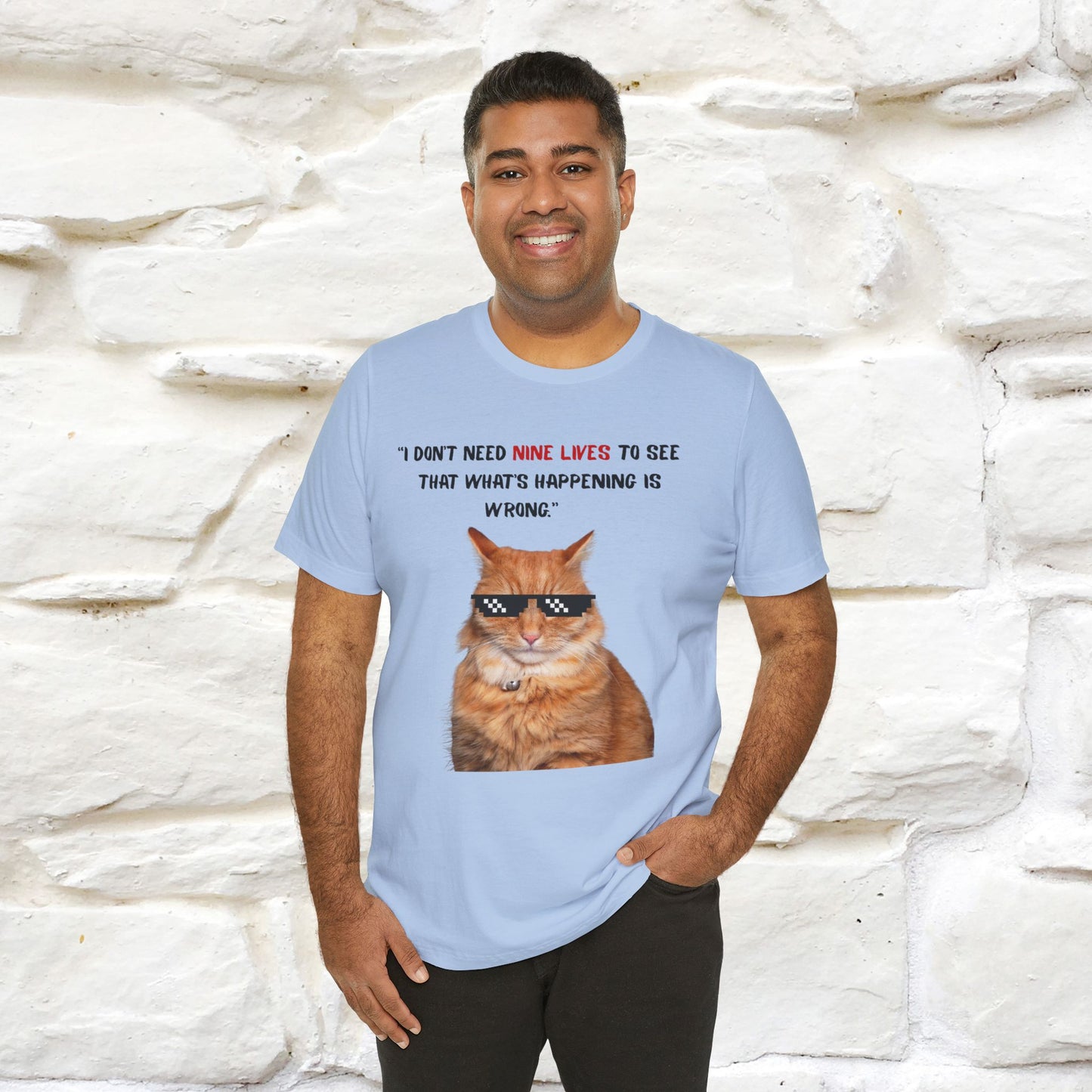 "“I don’t need nine lives....” " Cat T-shirt | Front & Back Design |Nunu&Miao Studio - Nunu&Miao Studio