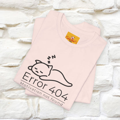 ''Error 404 Motivation Not Found'' Cat T-Shirt Front and Back Design | Nunu&Miao Studio - Nunu&Miao Studio