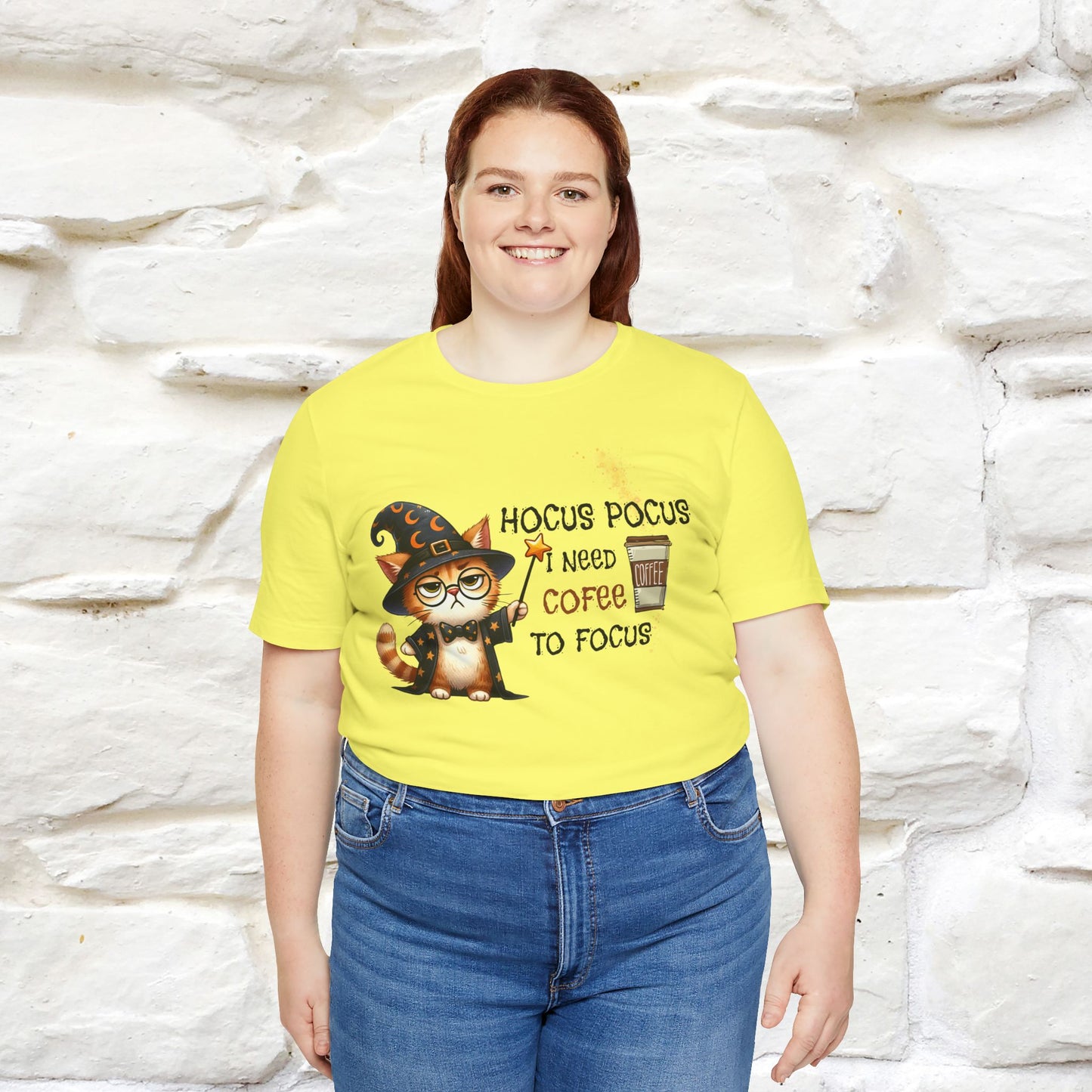 ''Hocus Pocus I Need Coffe To Focus'' Funny Cat Shirt | Nunu&Miao Studio - Nunu&Miao Studio