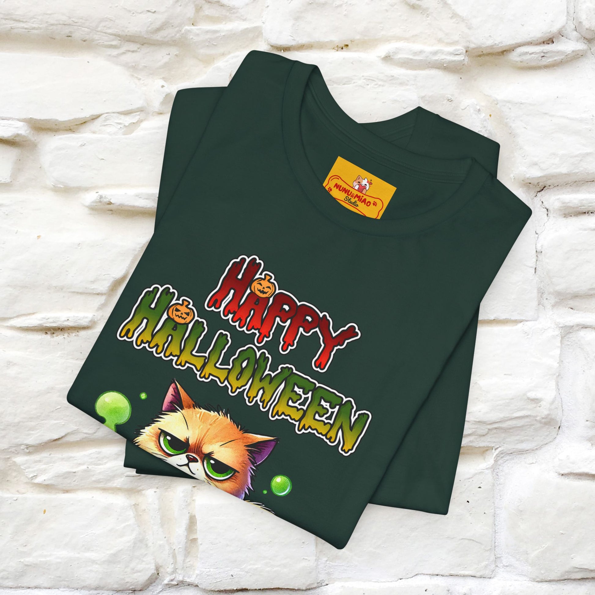 "Angry Cat Happy Halloween" Cat  T-shirt |Nunu&Miao Studio - Nunu&Miao Studio