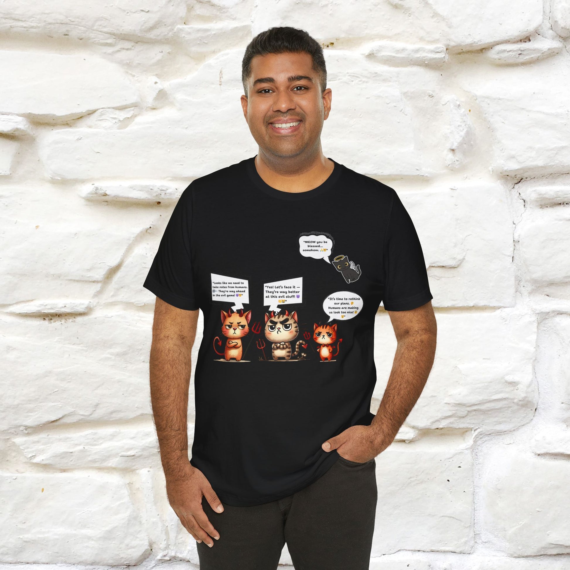 "Humans Are Way Ahead In The Evil Game! 😈😼" Cat  T-shirt |Nunu&Miao Studio - Nunu&Miao Studio