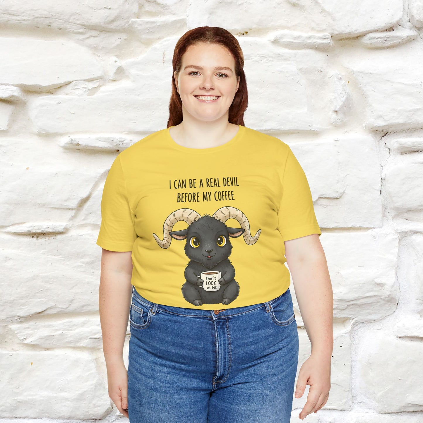 "I Can Be a Real Devil Before My Coffe" Funny T-shirt |Nunu&Miao Studio - Nunu&Miao Studio
