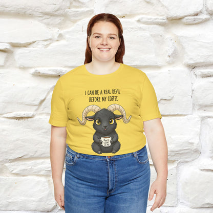 "I Can Be a Real Devil Before My Coffe" Funny T-shirt |Nunu&Miao Studio - Nunu&Miao Studio