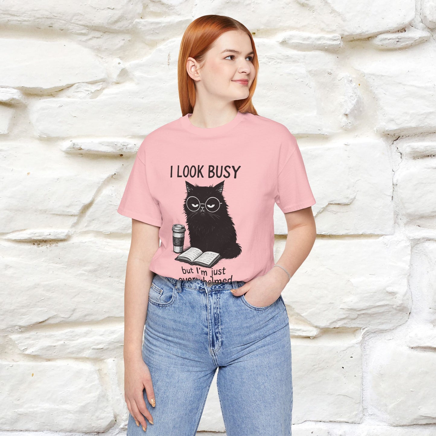 "I Look Busy But I'm Just Overwhelmed" |Cat T-Shirt | Nunu&Miao Studio - Nunu&Miao Studio