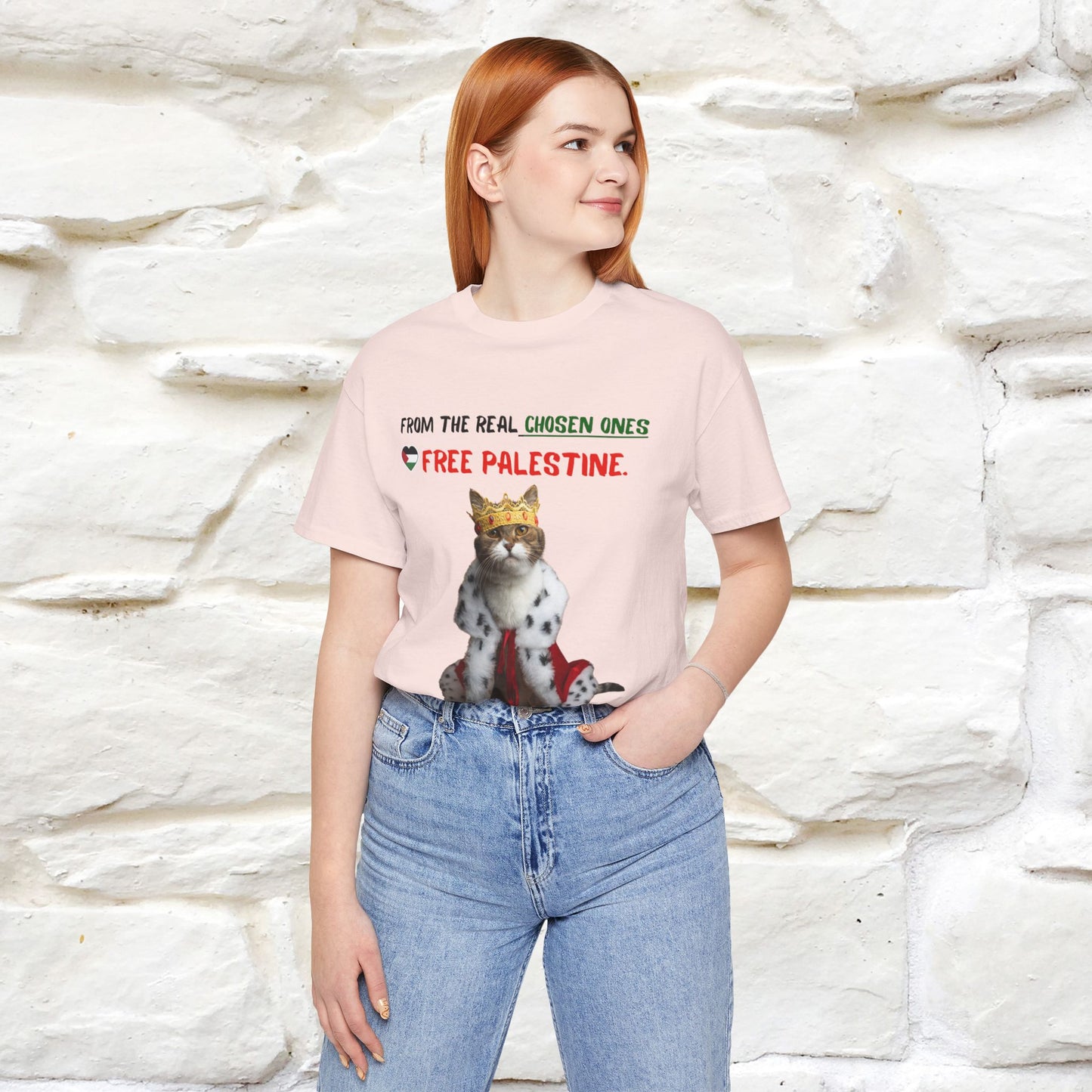 "From the real chosen ones  Free Palestine." Cat T-shirt |Nunu&Miao Studio - Nunu&Miao Studio