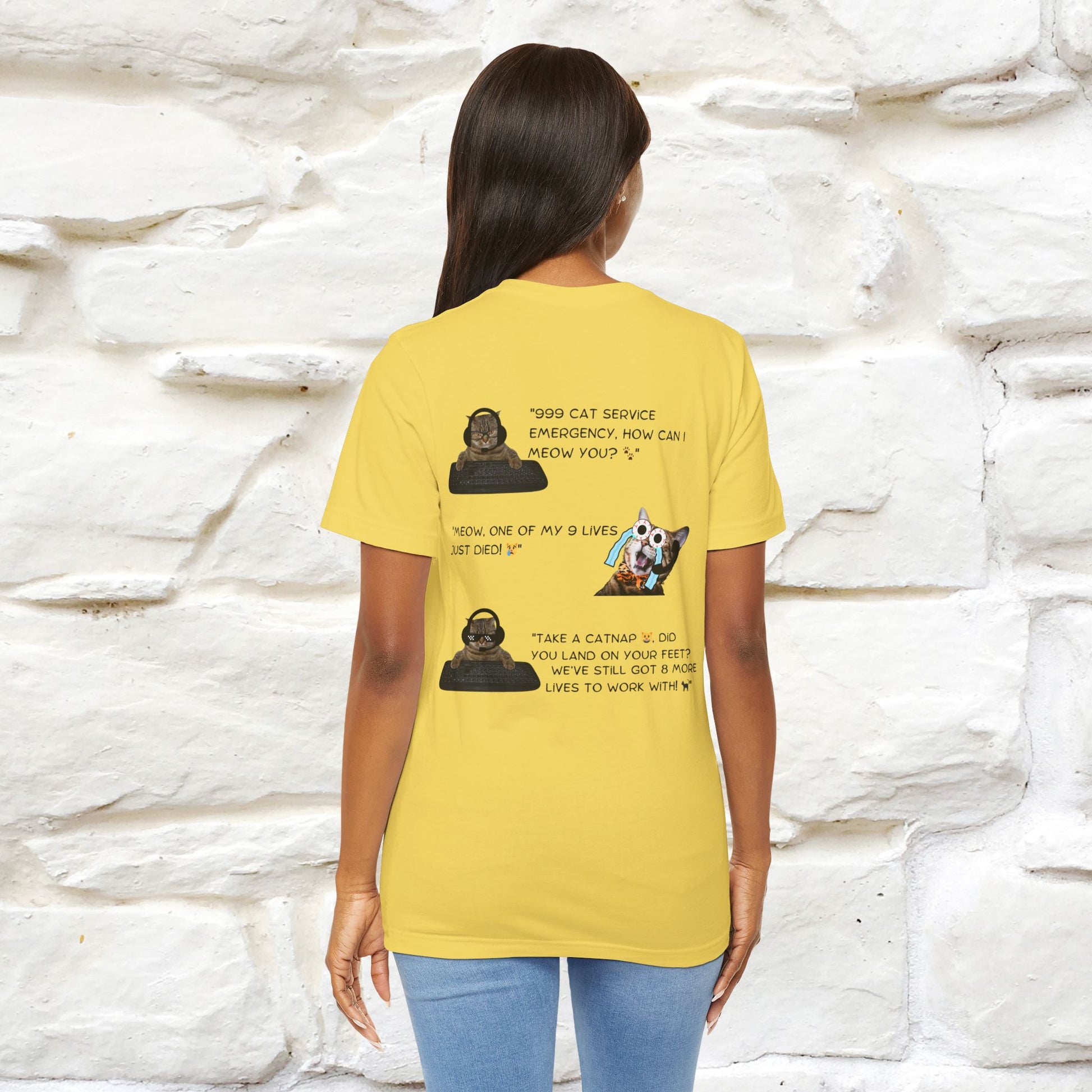 ''911 Emergency'' | Front & Back Design | Cat T-Shirt | Nunu&Miao Studio - Nunu&Miao Studio