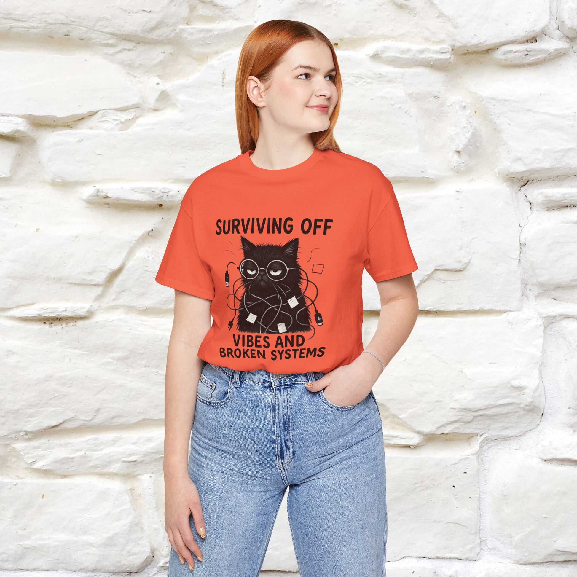 "Surviving Off...Vibes And Broken .. " |Cat T-Shirt | Nunu&Miao Studio - Nunu&Miao Studio
