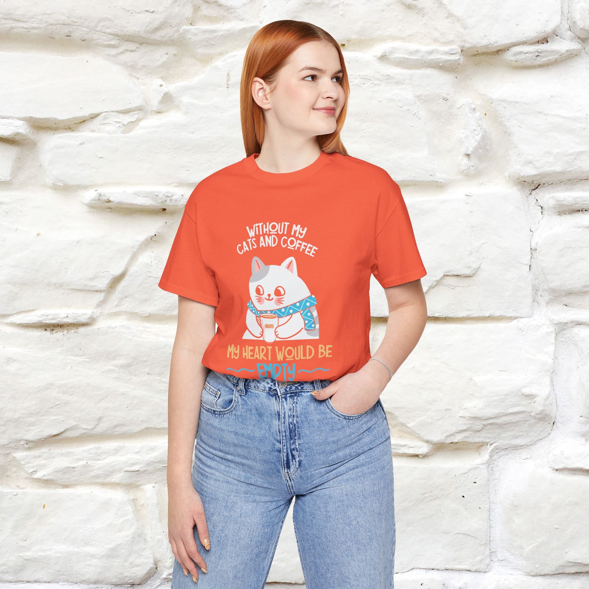 "Without My Cats and Coffee, My Heart Would Be Empty" Cat T-shirt | Nunu&Miao Studio - Nunu&Miao Studio