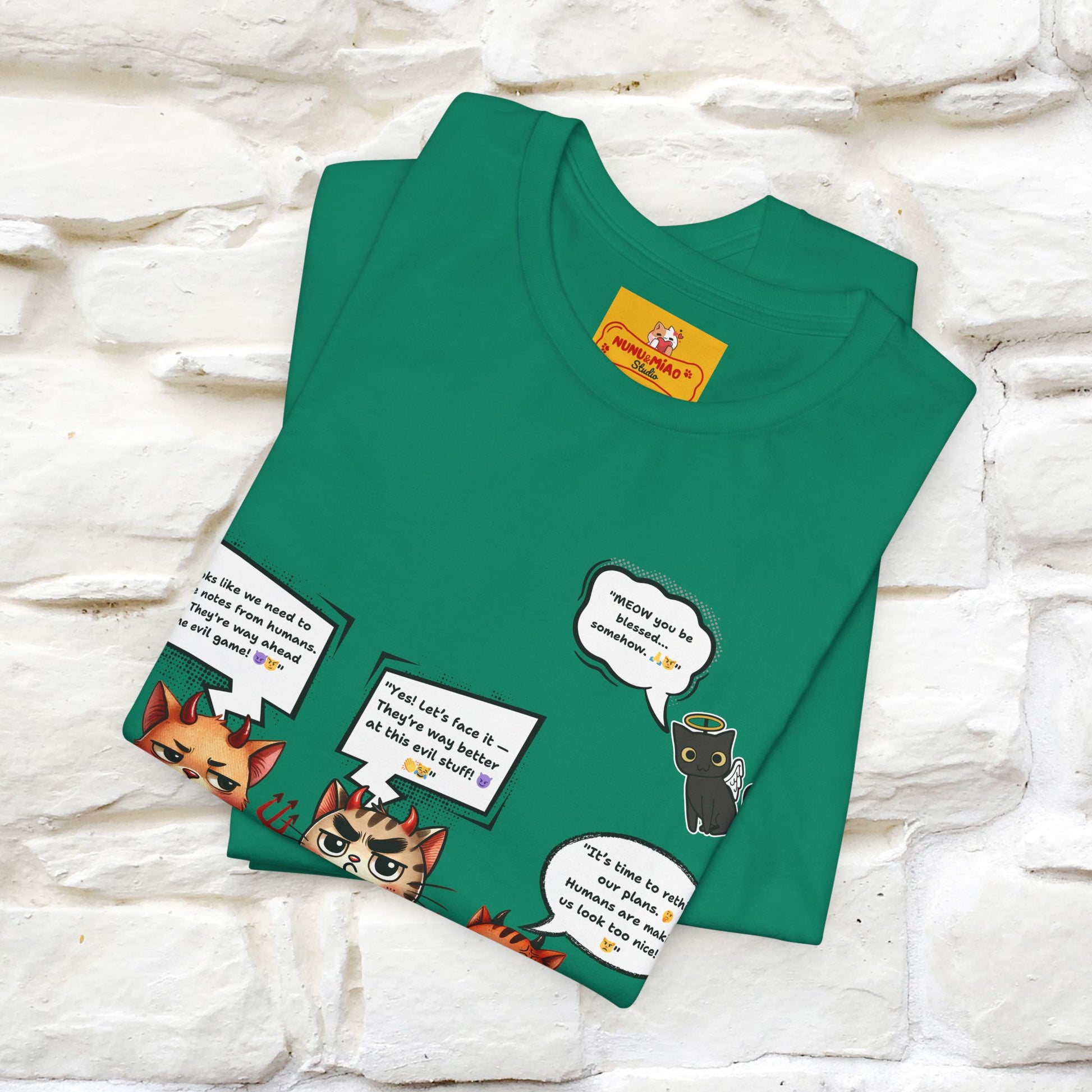 "Humans Are Way Ahead In The Evil Game! 😈😼" Cat  T-shirt |Nunu&Miao Studio - Nunu&Miao Studio