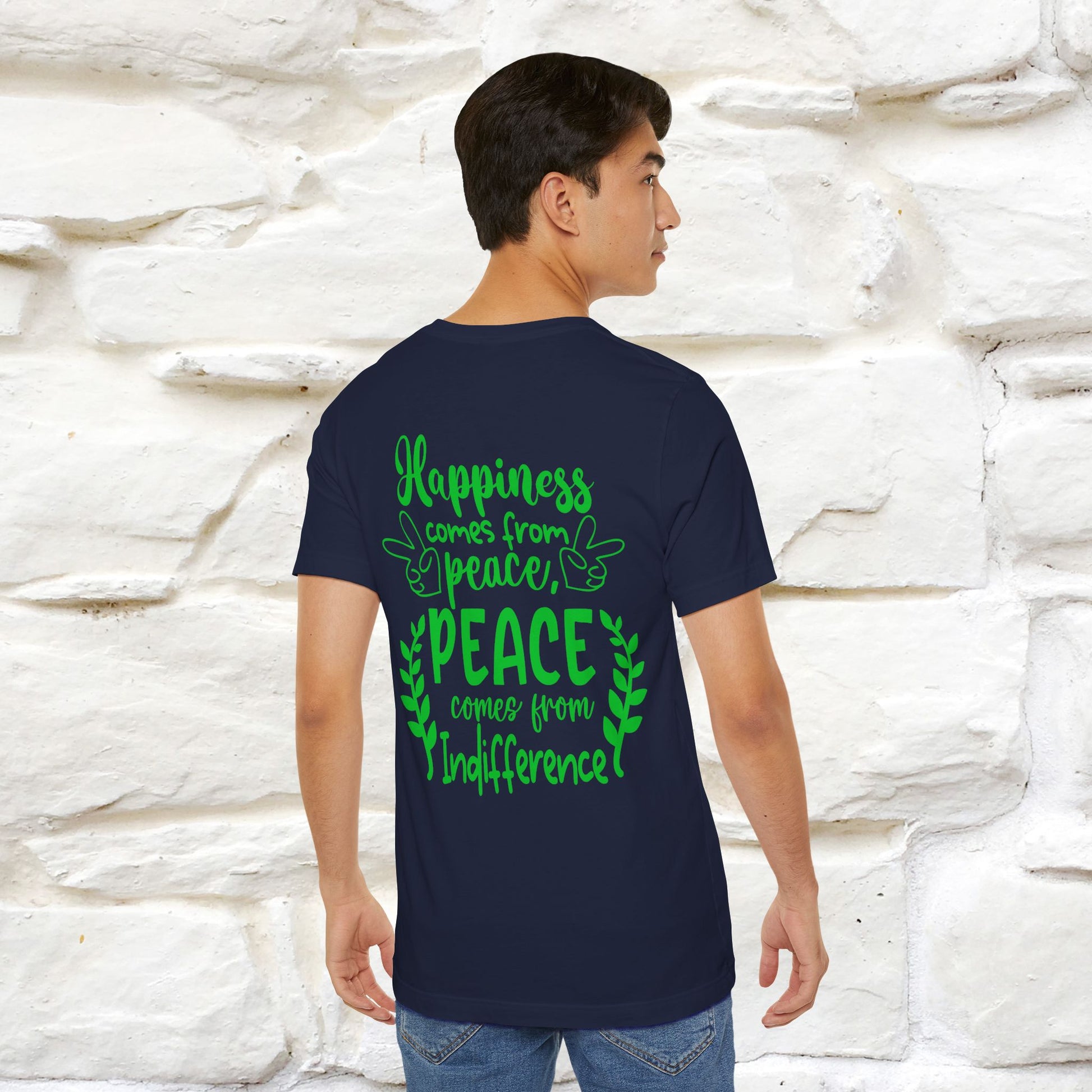 "Happiness Comes From Peace, Peace Comes From Indifference" Cat T-Shirt| Front & Back Design | Nunu&Miao Studio - Nunu&Miao Studio