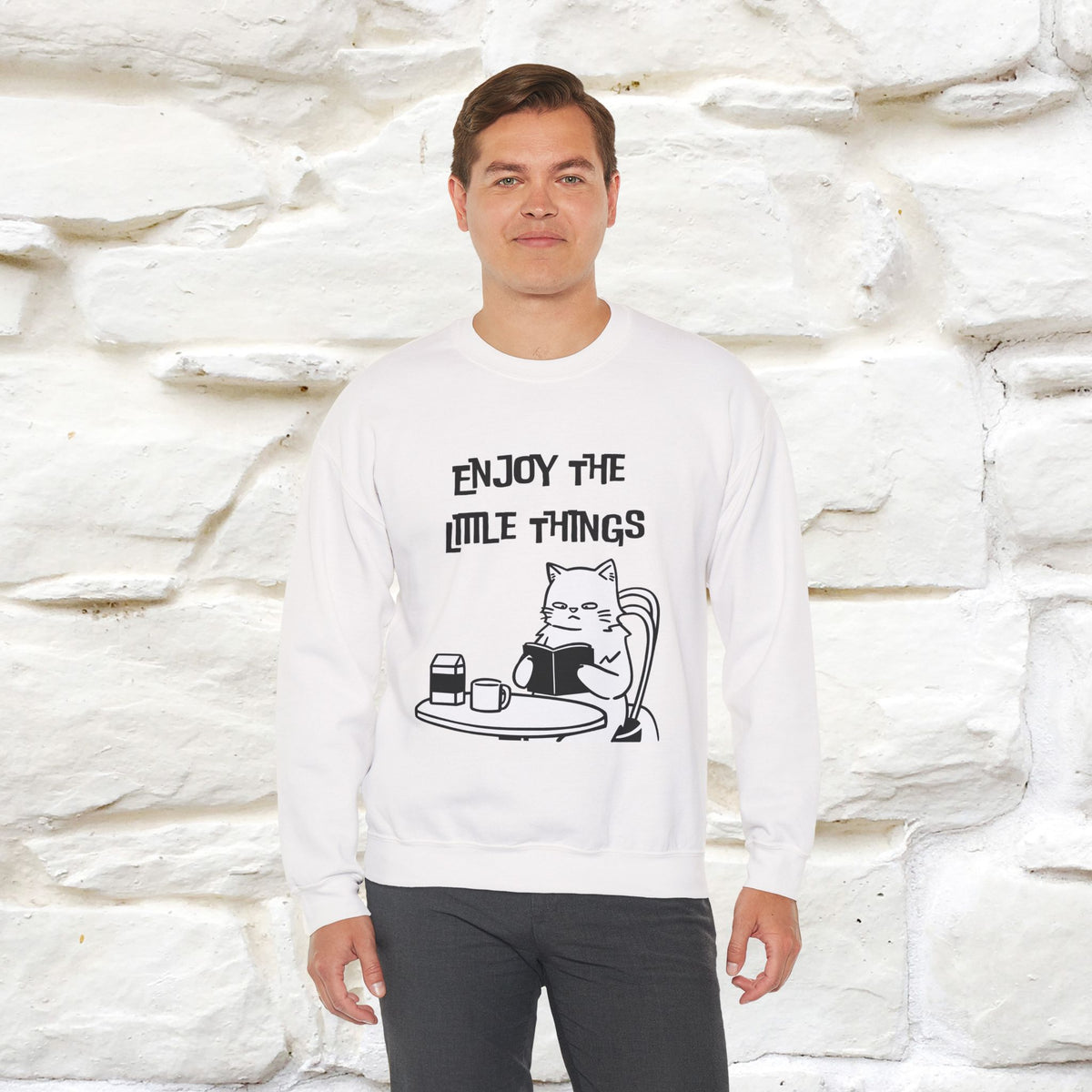 ''Enjoy the Little Things'' | Cute Cat Sweatshirt | Nunu&Miao Studio