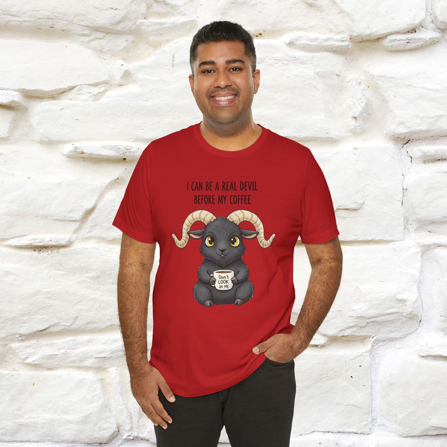 "I Can Be a Real Devil Before My Coffe" Funny T-shirt |Nunu&Miao Studio - Nunu&Miao Studio