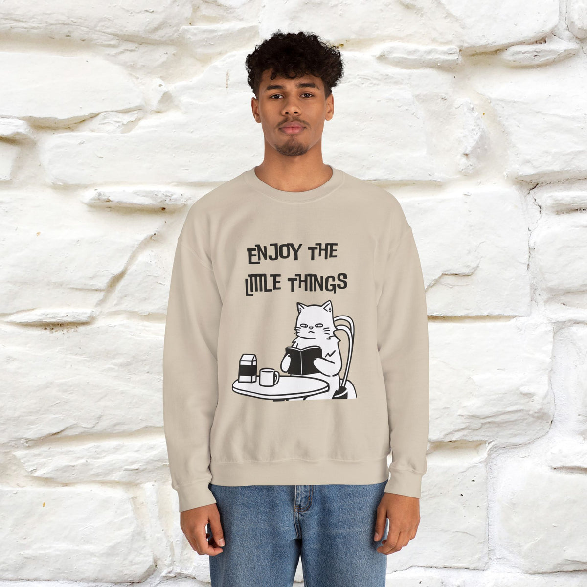 ''Enjoy the Little Things'' | Cute Cat Sweatshirt | Nunu&Miao Studio