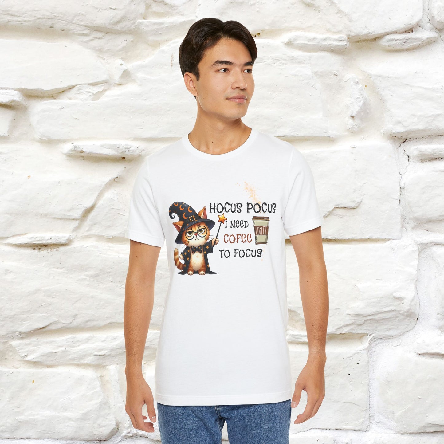 ''Hocus Pocus I Need Coffe To Focus'' Funny Cat Shirt | Nunu&Miao Studio - Nunu&Miao Studio