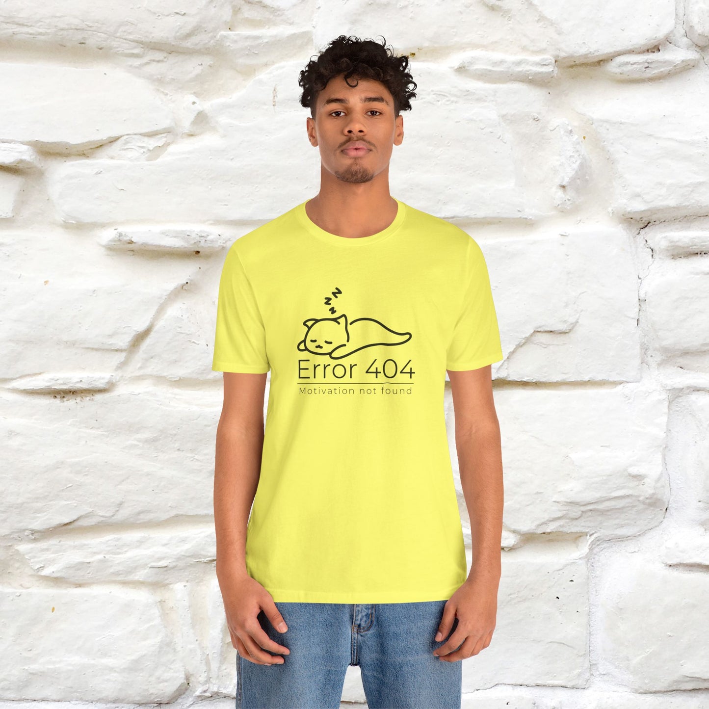 ''Error 404 Motivation Not Found'' Cat T-Shirt Front and Back Design | Nunu&Miao Studio - Nunu&Miao Studio