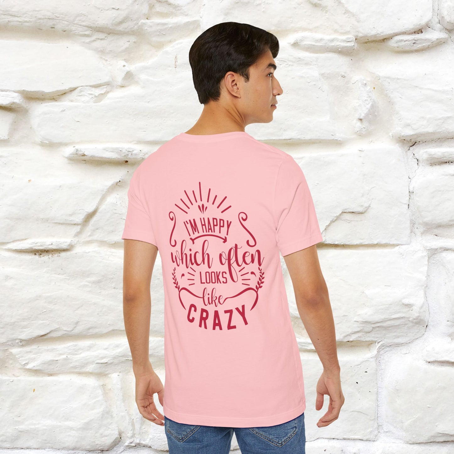 "I’m Happy, Which Often Looks Like Crazy" Cat T-Shirt| Front & Back Design | Nunu&Miao Studio - Nunu&Miao Studio