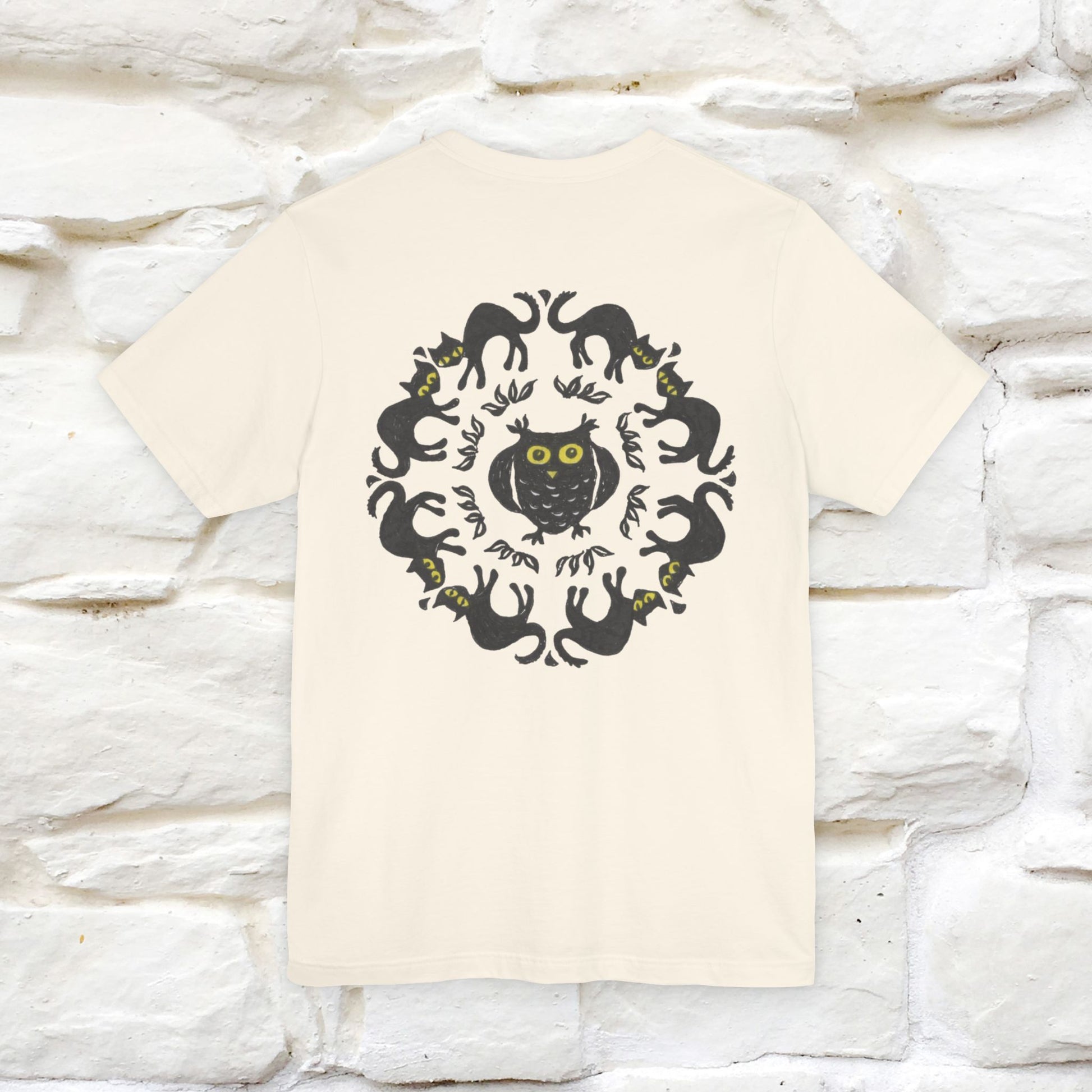 ''Black Cat Circle'' Cat T-Shirt Front and Back Design | Nunu&Miao Studio - Nunu&Miao Studio