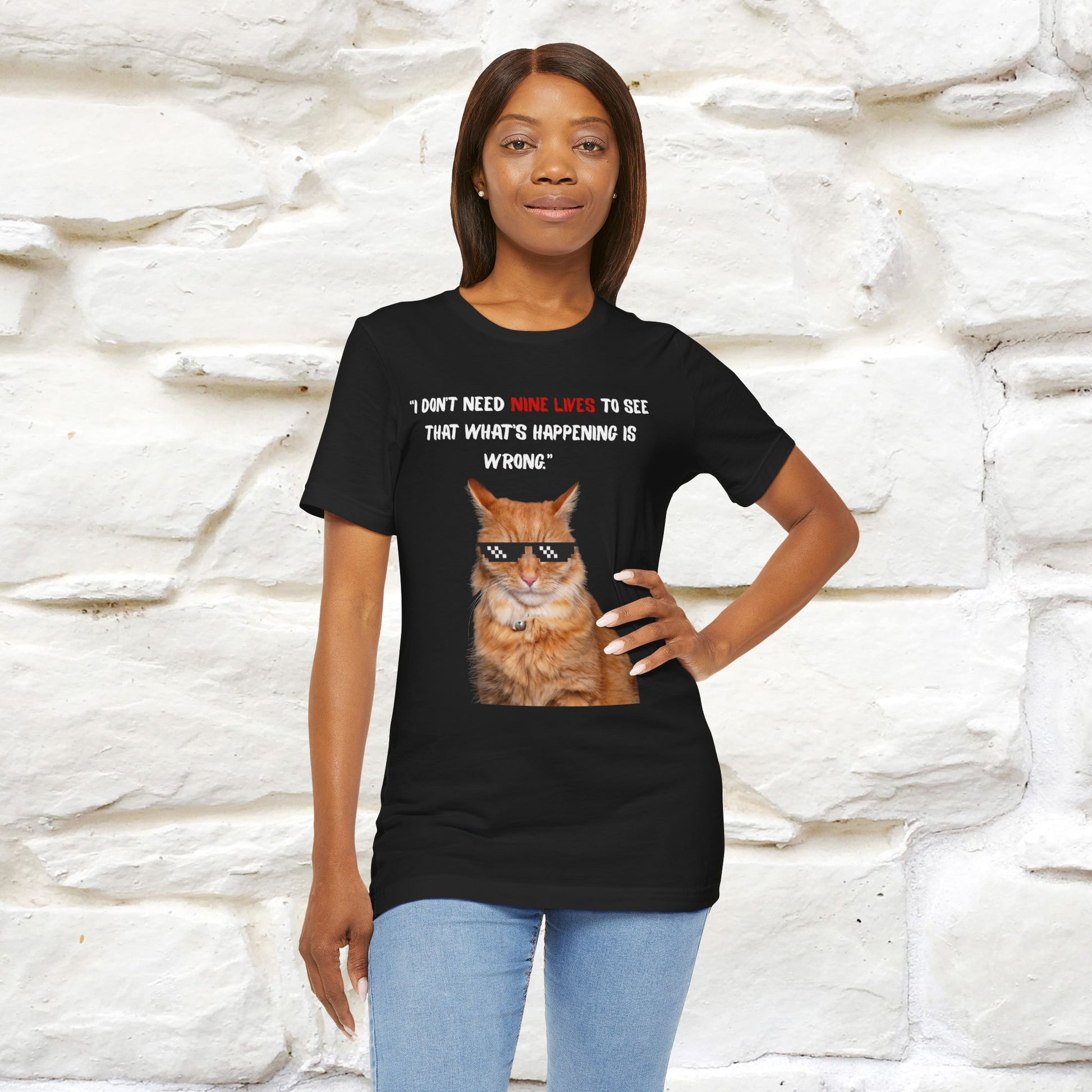 "“I don’t need nine lives....” " Cat T-shirt | Front & Back Design |Nunu&Miao Studio - Nunu&Miao Studio