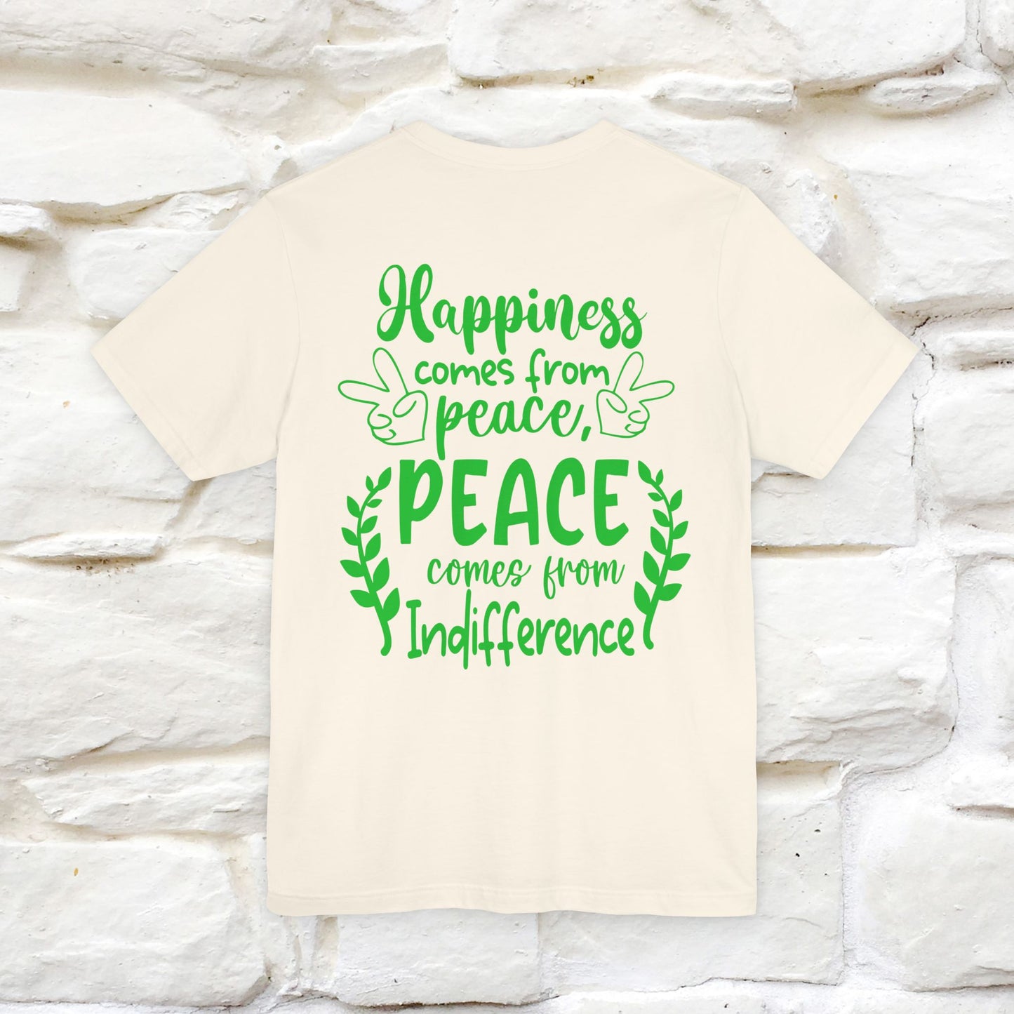 "Happiness Comes From Peace, Peace Comes From Indifference" Cat T-Shirt| Front & Back Design | Nunu&Miao Studio - Nunu&Miao Studio