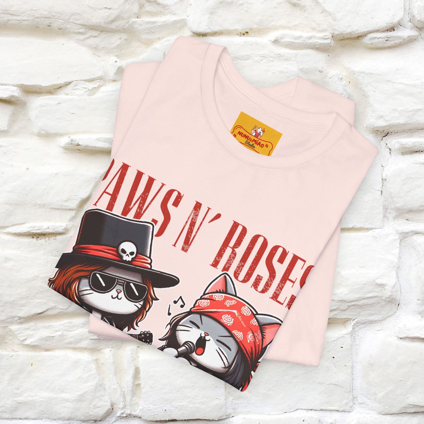 Paws N' Roses T-Shirt | Rock-Inspired Cat Lover  | Nunu&Miao Studio - Nunu&Miao Studio