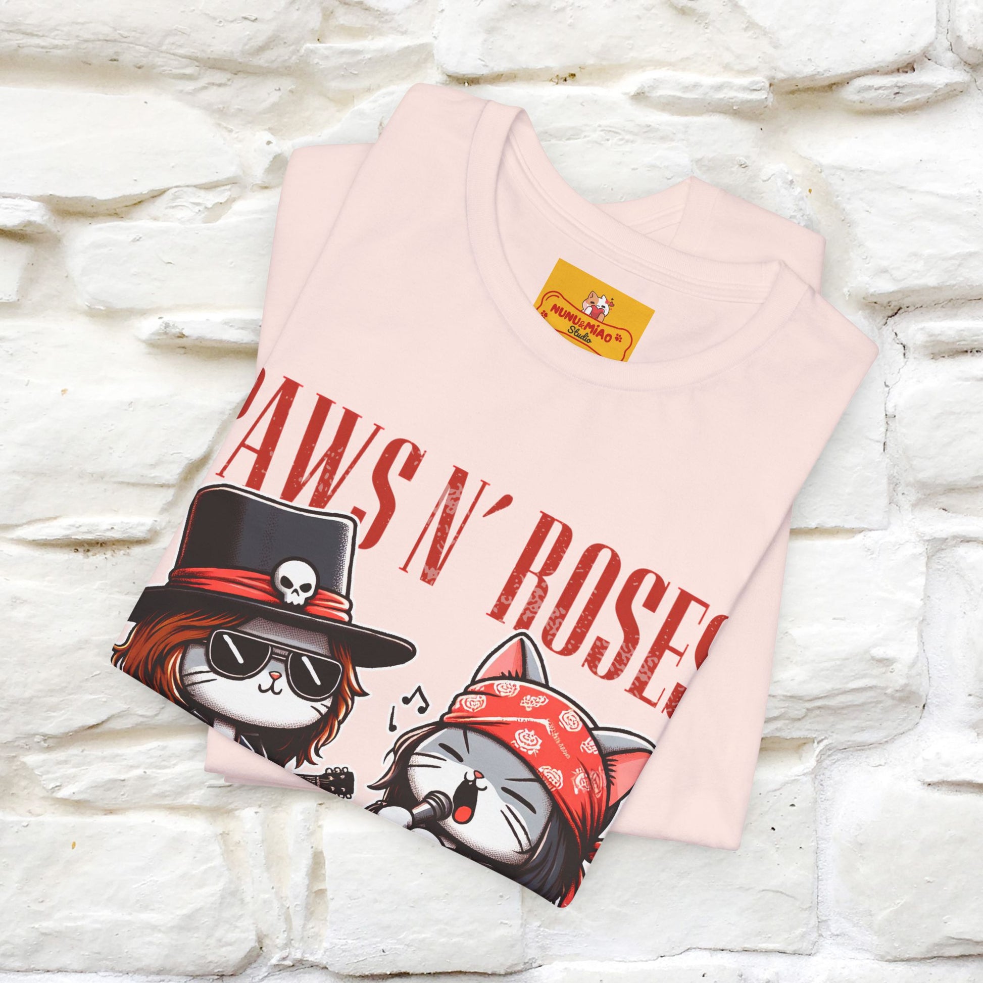 Paws N' Roses T-Shirt | Rock-Inspired Cat Lover  | Nunu&Miao Studio - Nunu&Miao Studio